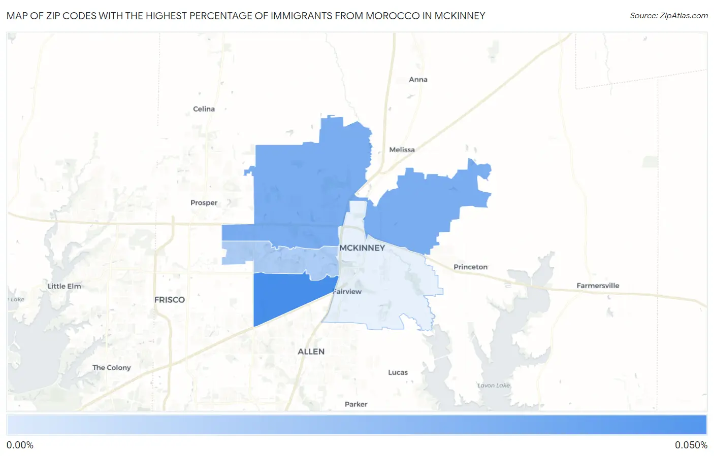 Zip Codes with the Highest Percentage of Immigrants from Morocco in Mckinney Map