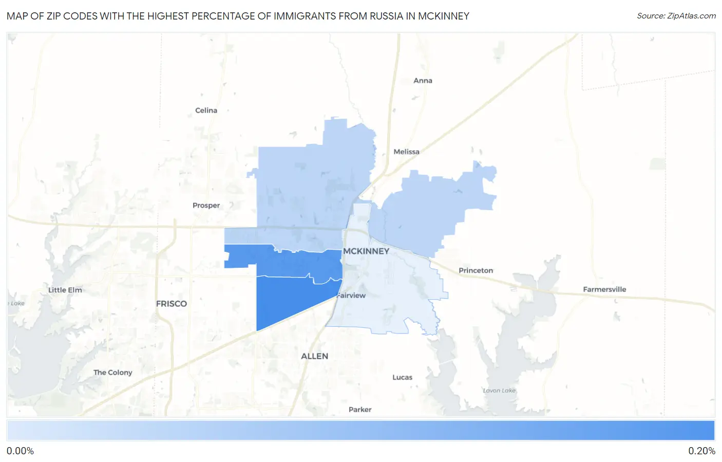 Zip Codes with the Highest Percentage of Immigrants from Russia in Mckinney Map