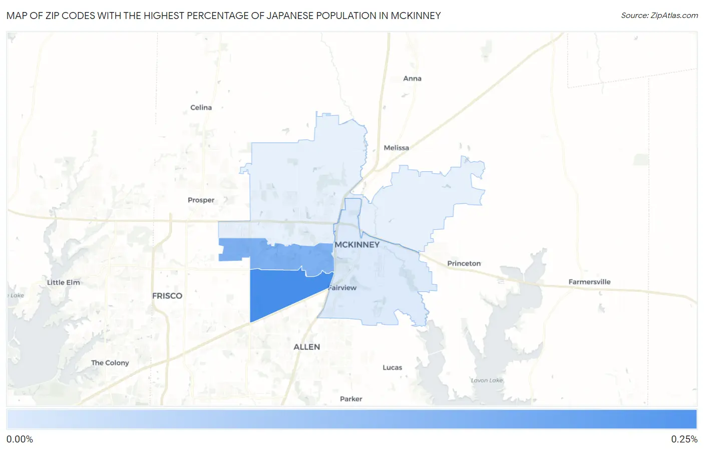 Zip Codes with the Highest Percentage of Japanese Population in Mckinney Map
