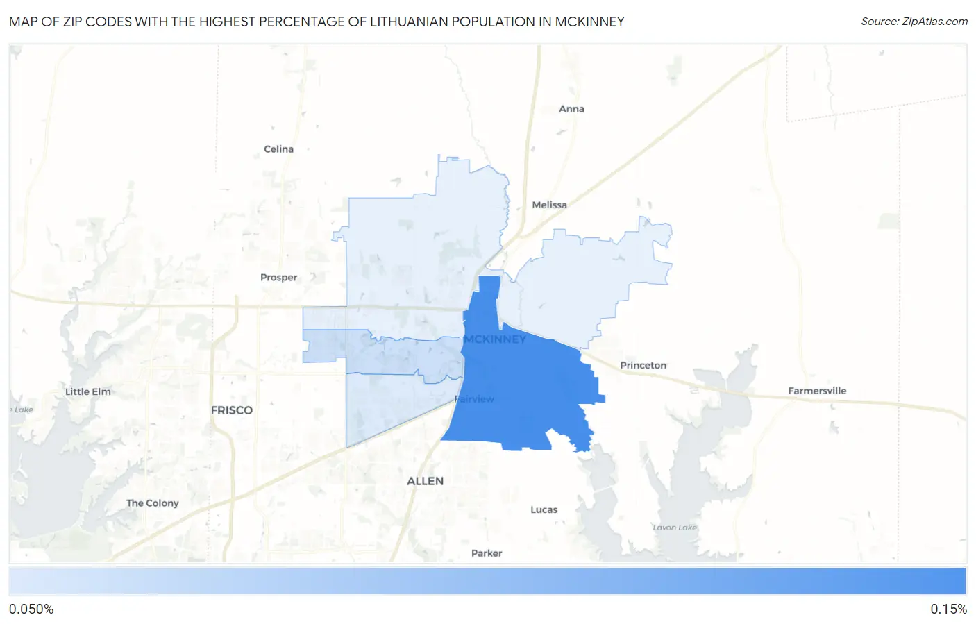 Zip Codes with the Highest Percentage of Lithuanian Population in Mckinney Map