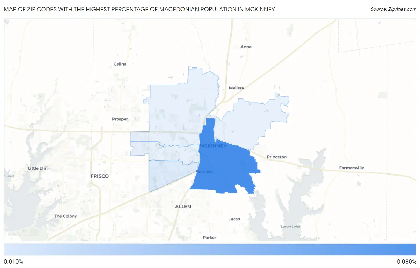 Zip Codes with the Highest Percentage of Macedonian Population in Mckinney Map