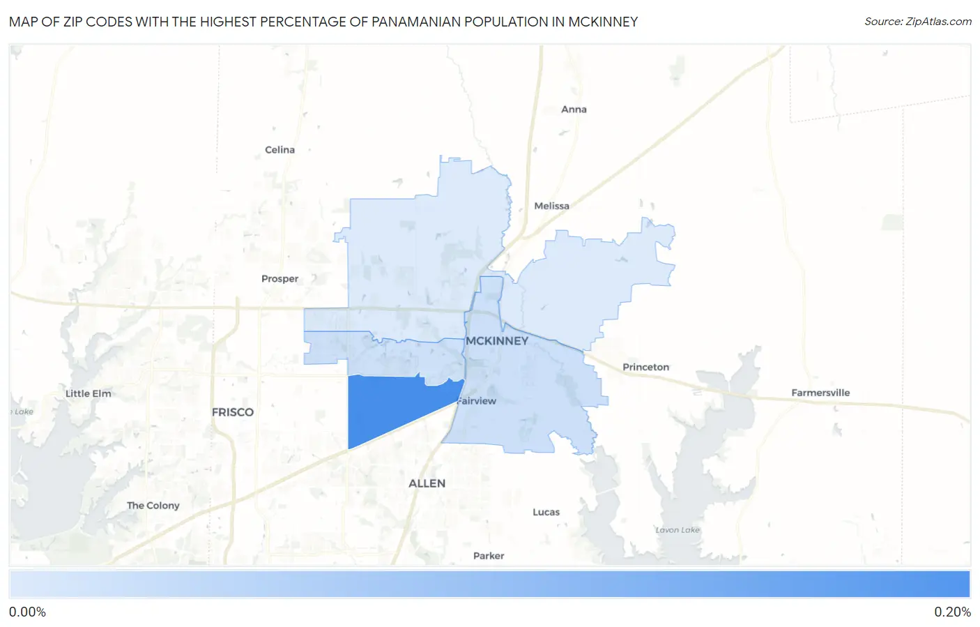 Zip Codes with the Highest Percentage of Panamanian Population in Mckinney Map