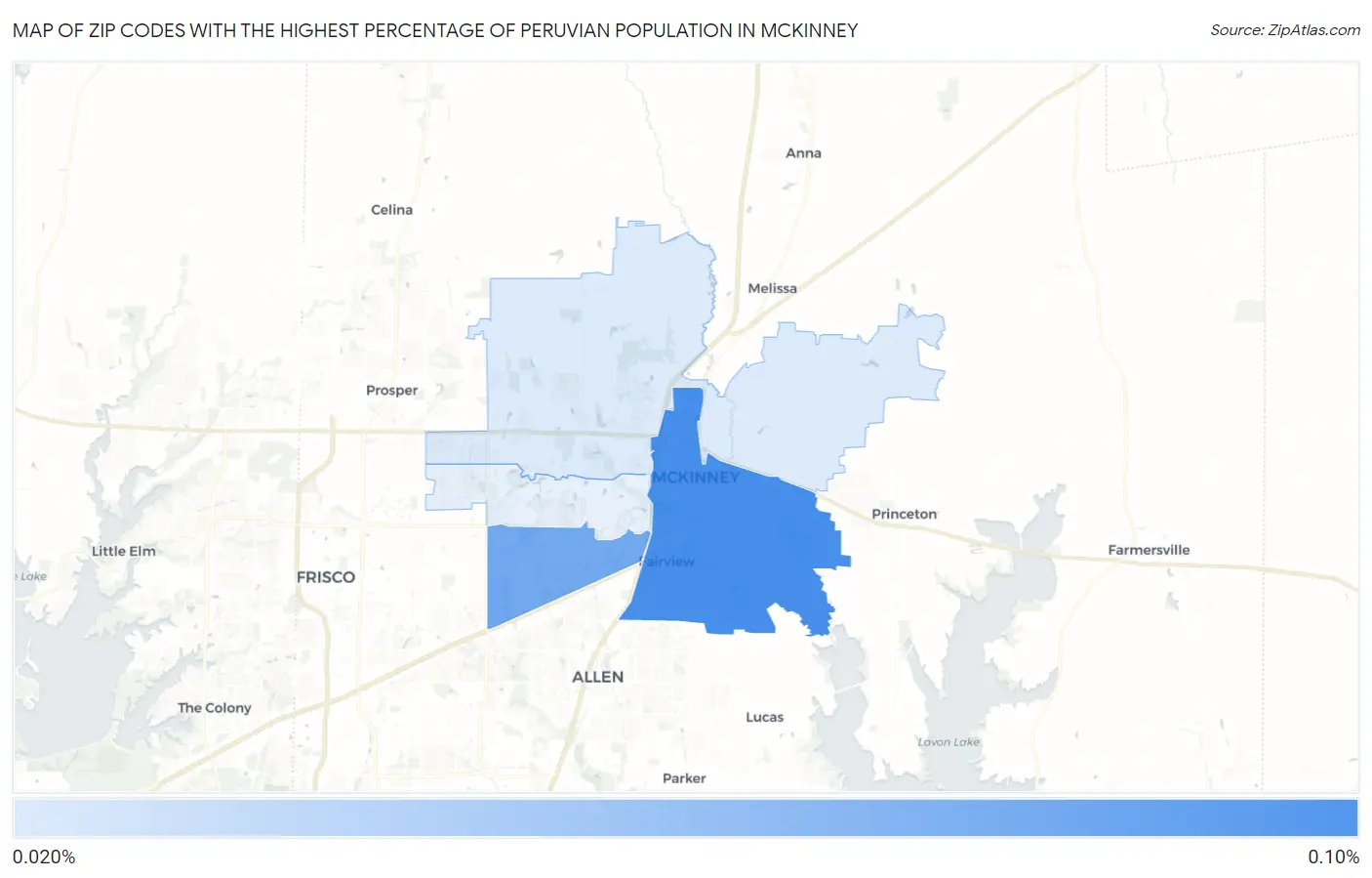Zip Codes with the Highest Percentage of Peruvian Population in Mckinney Map