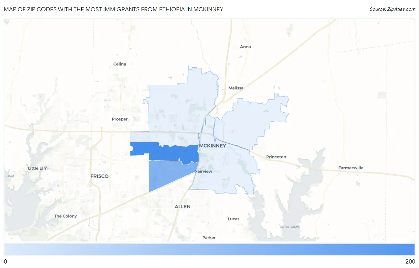 Zip Codes with the Most Immigrants from Ethiopia in Mckinney Map