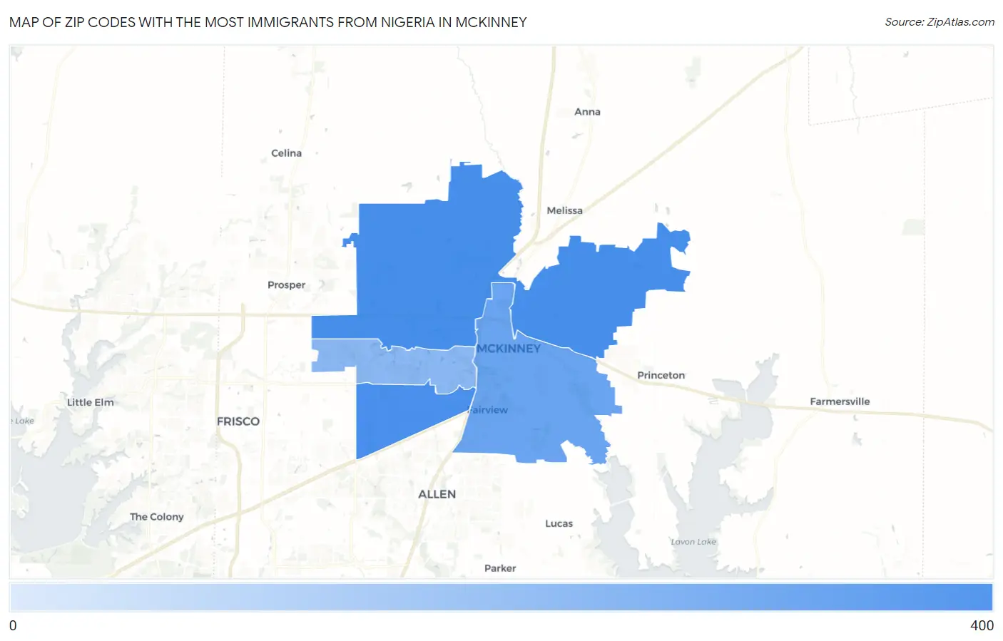Zip Codes with the Most Immigrants from Nigeria in Mckinney Map