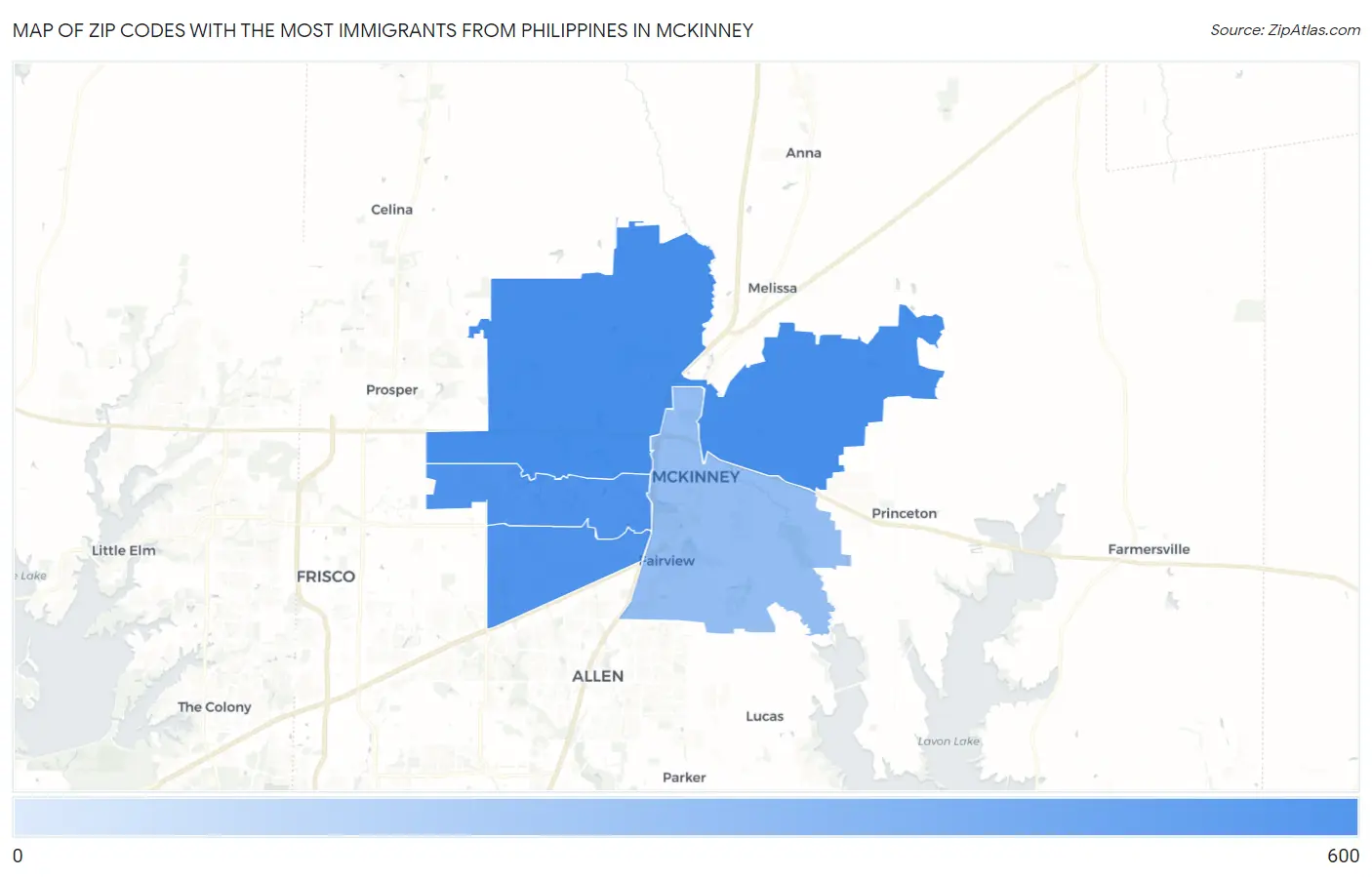 Zip Codes with the Most Immigrants from Philippines in Mckinney Map