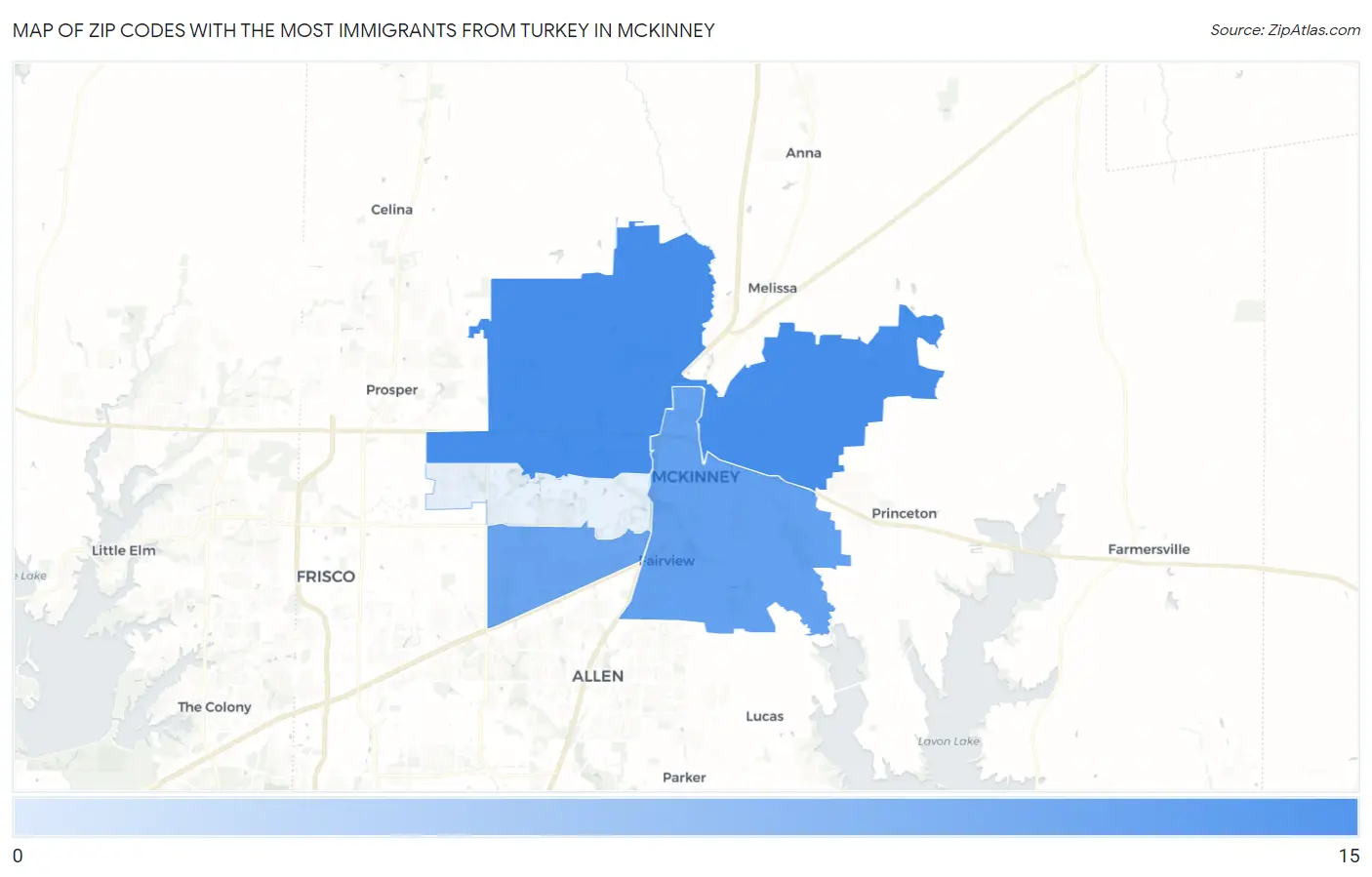 Zip Codes with the Most Immigrants from Turkey in Mckinney Map