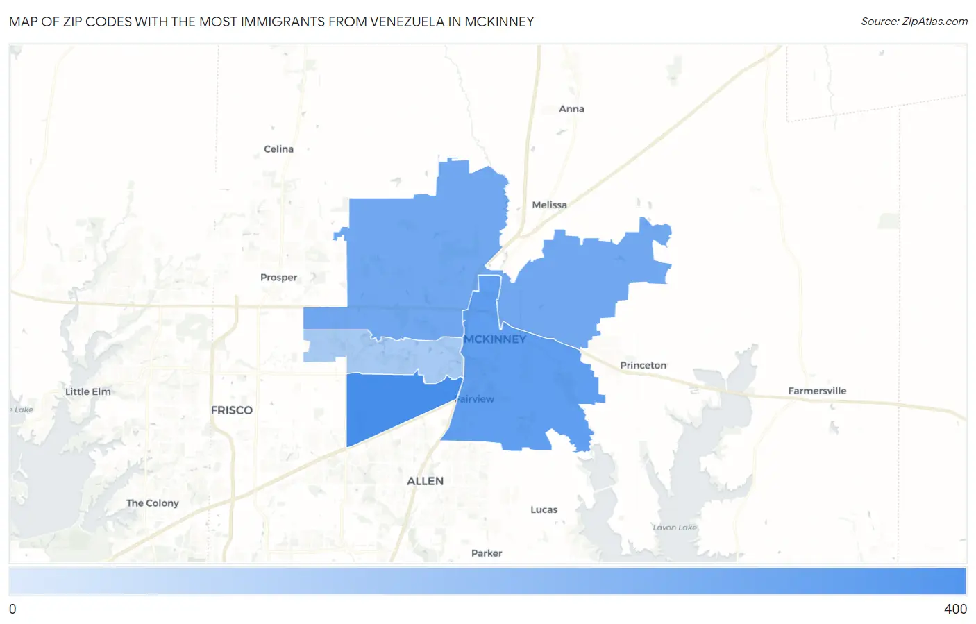 Zip Codes with the Most Immigrants from Venezuela in Mckinney Map