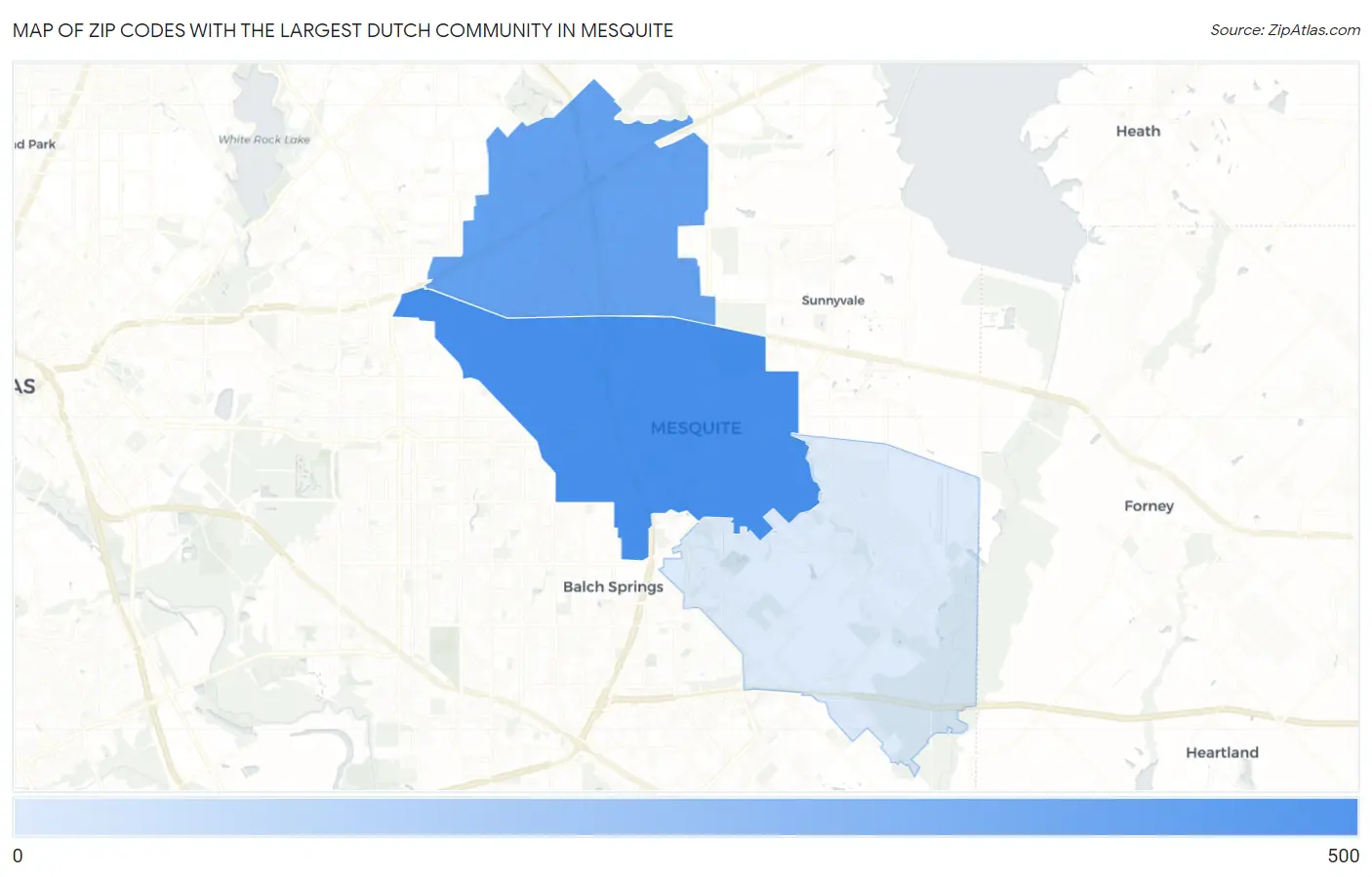 Zip Codes with the Largest Dutch Community in Mesquite Map