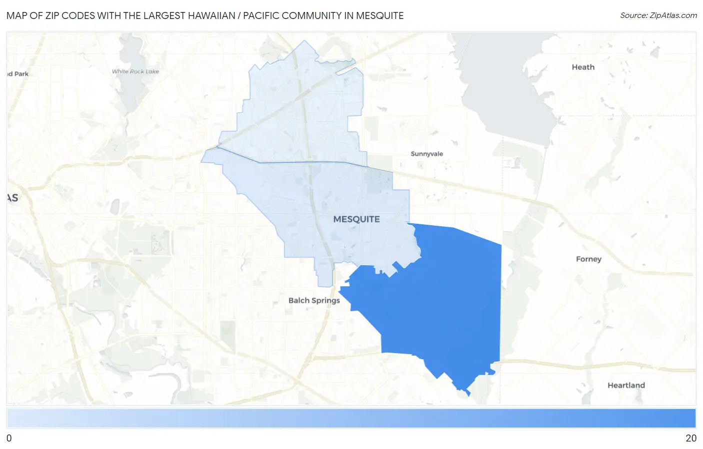 Zip Codes with the Largest Hawaiian / Pacific Community in Mesquite Map