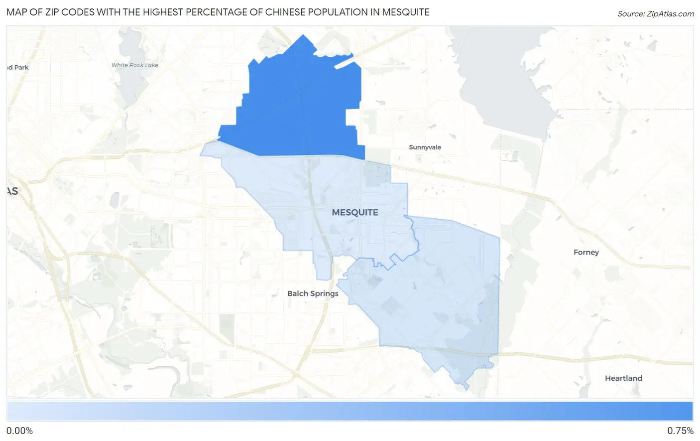 Zip Codes with the Highest Percentage of Chinese Population in Mesquite Map