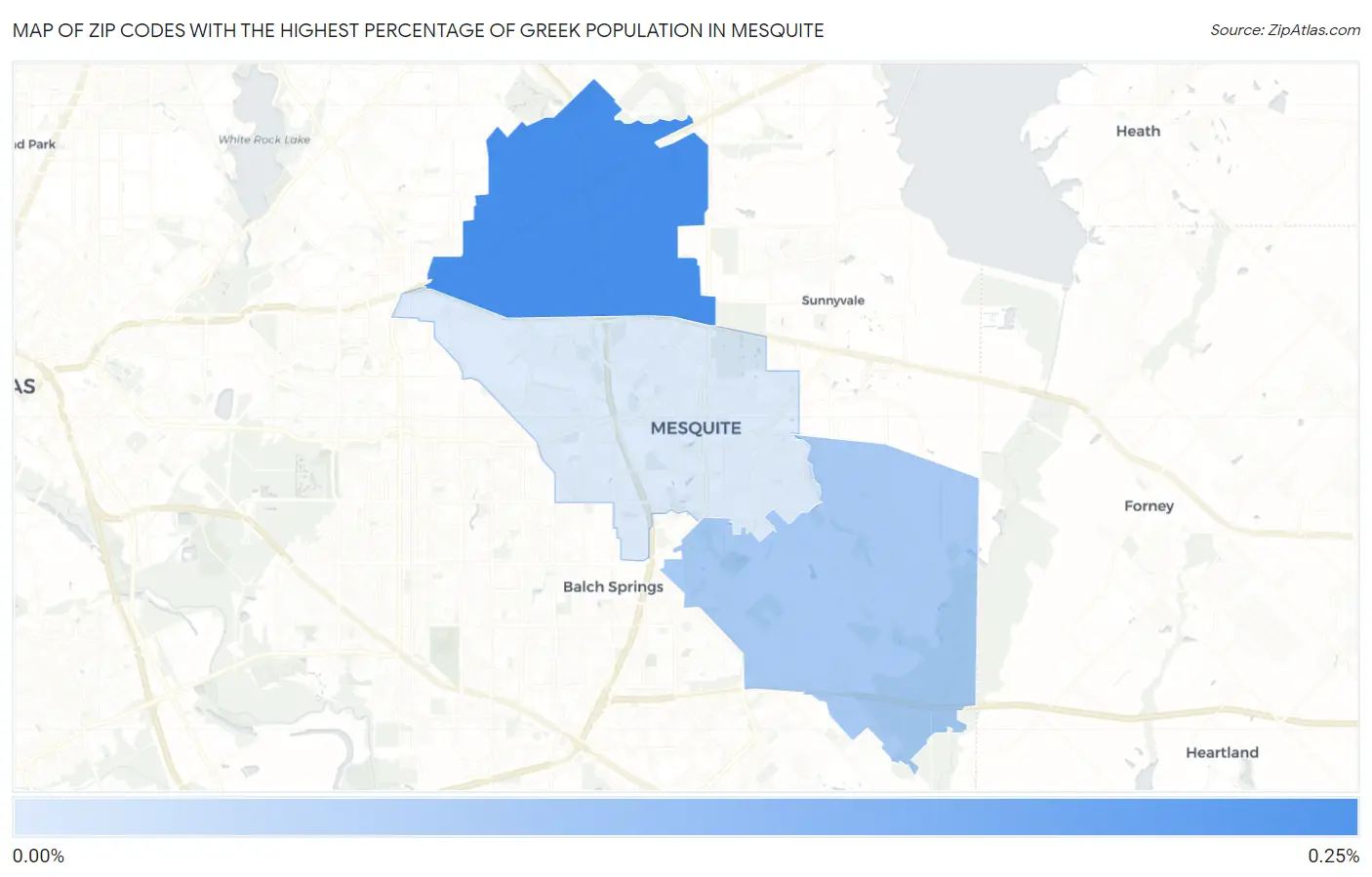 Zip Codes with the Highest Percentage of Greek Population in Mesquite Map