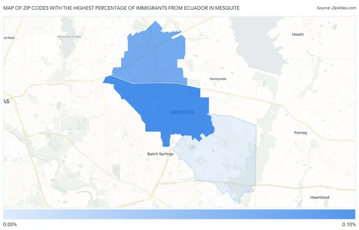 Zip Codes with the Highest Percentage of Immigrants from Ecuador in Mesquite Map