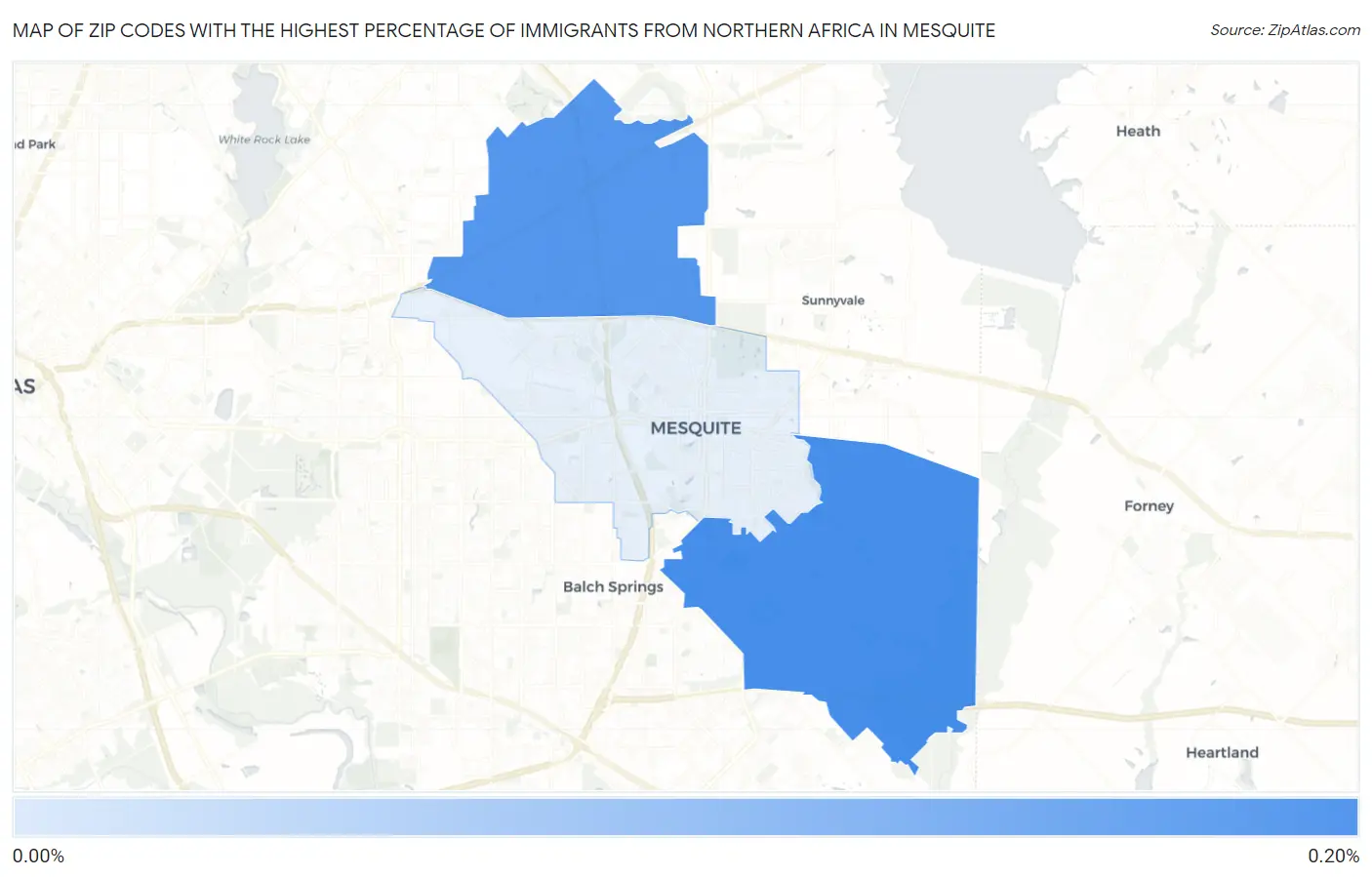 Zip Codes with the Highest Percentage of Immigrants from Northern Africa in Mesquite Map