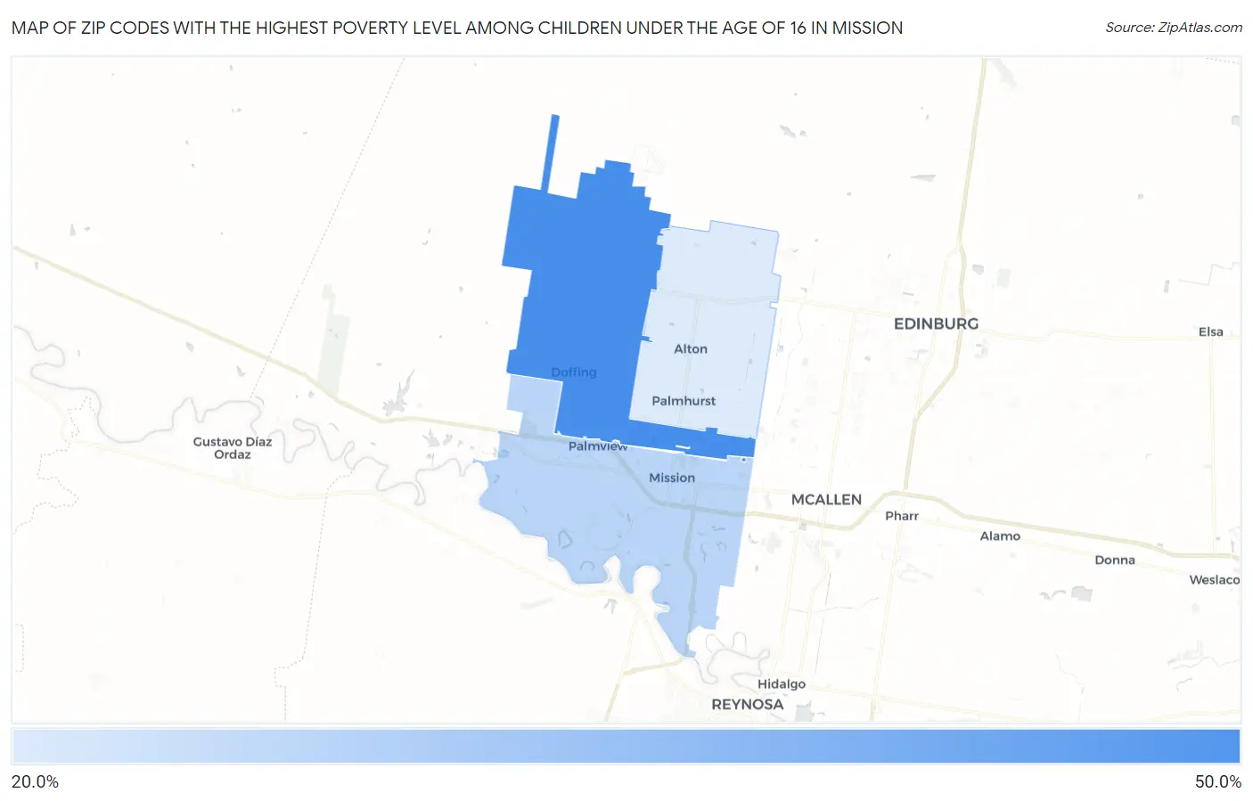 Zip Codes with the Highest Poverty Level Among Children Under the Age of 16 in Mission Map
