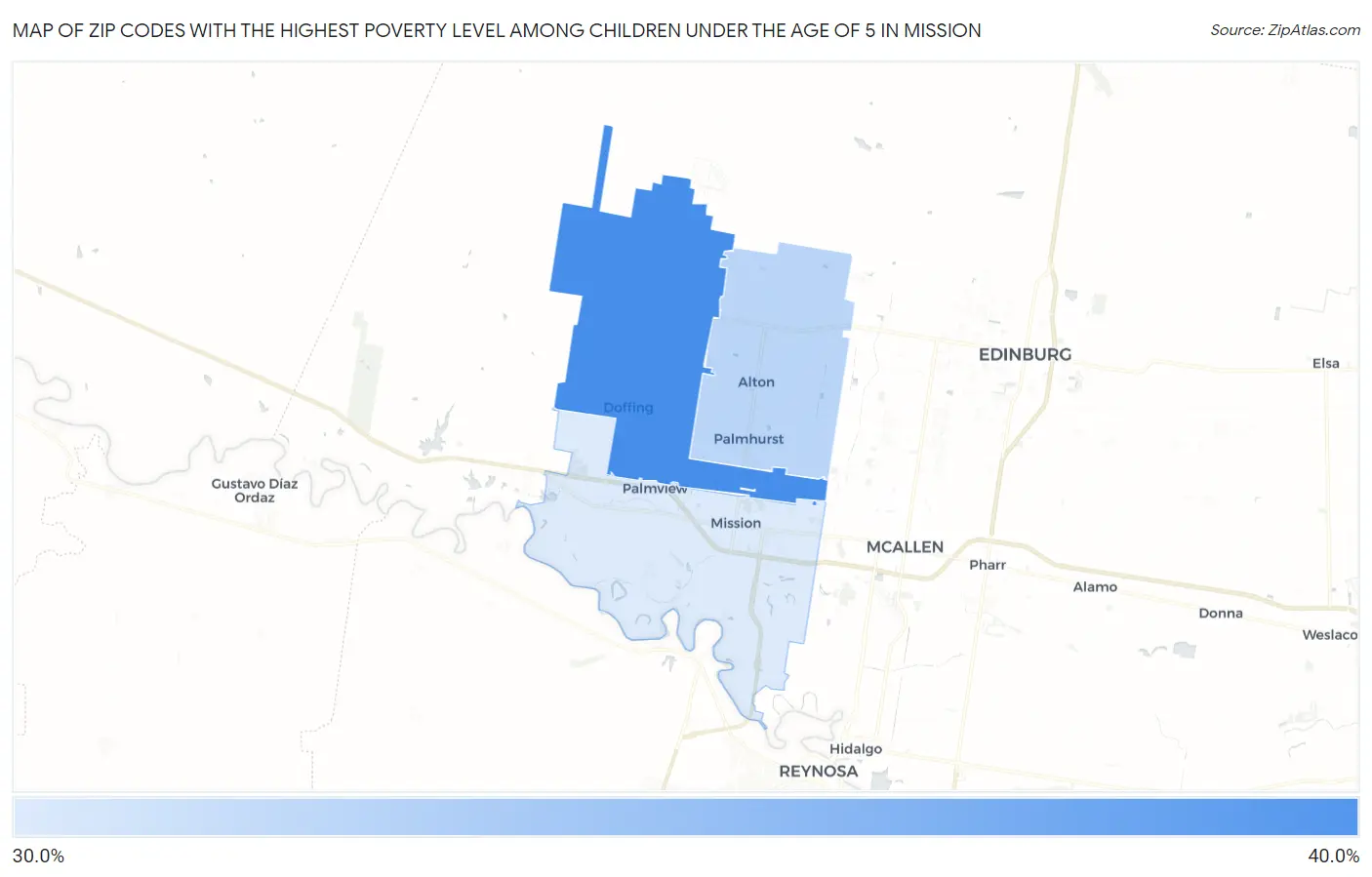 Zip Codes with the Highest Poverty Level Among Children Under the Age of 5 in Mission Map