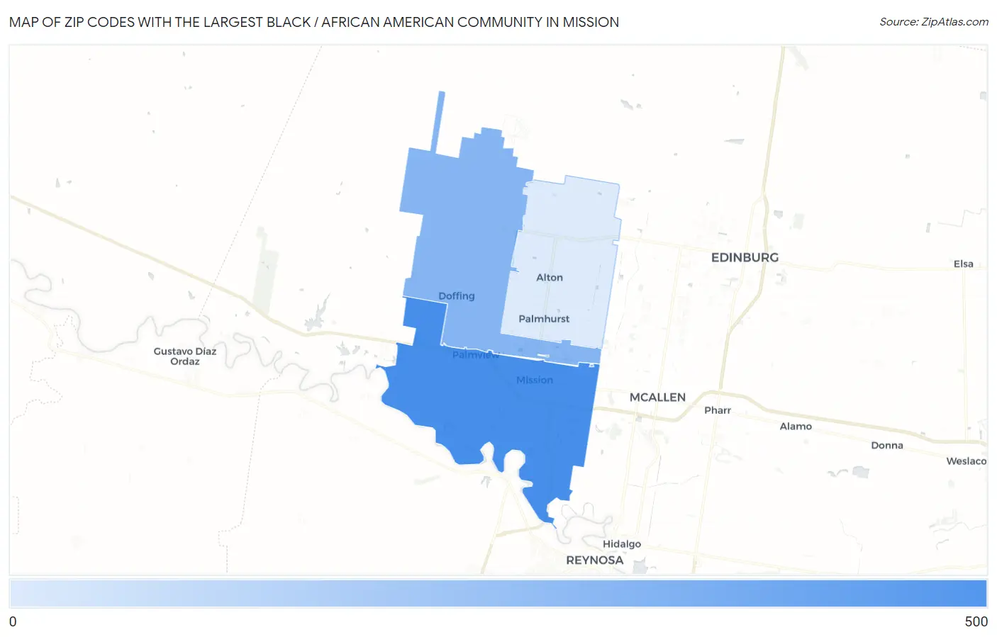 Zip Codes with the Largest Black / African American Community in Mission Map