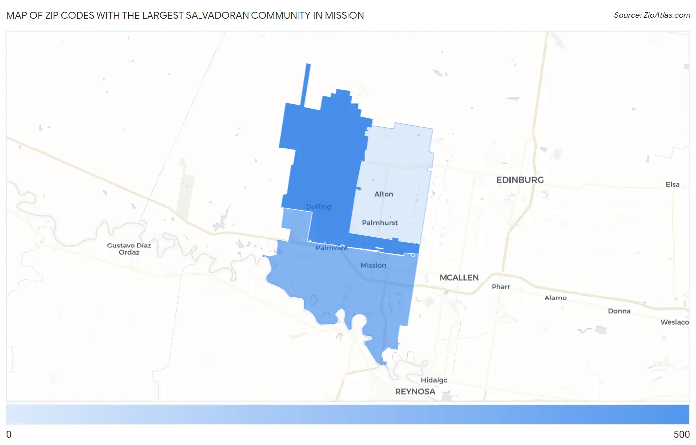 Zip Codes with the Largest Salvadoran Community in Mission Map