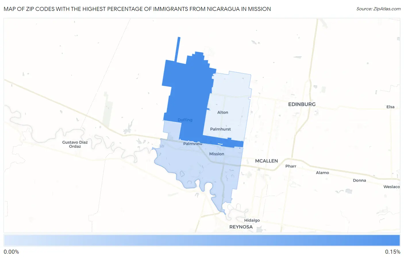 Zip Codes with the Highest Percentage of Immigrants from Nicaragua in Mission Map