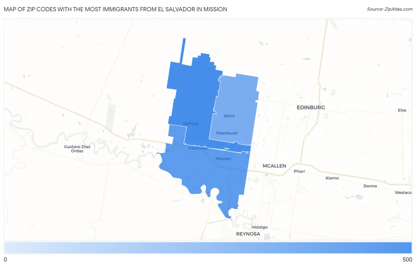 Zip Codes with the Most Immigrants from El Salvador in Mission Map
