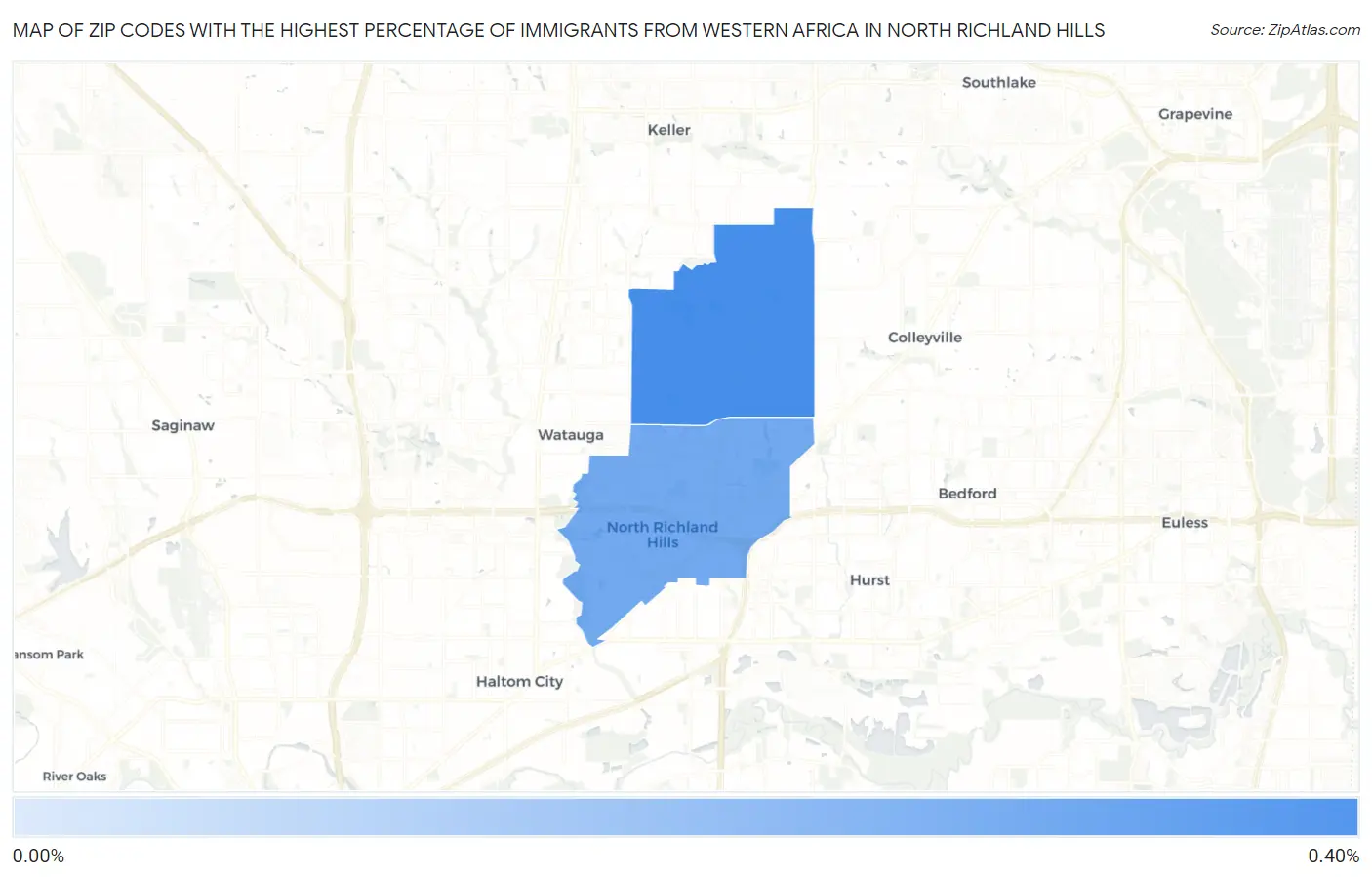 Zip Codes with the Highest Percentage of Immigrants from Western Africa in North Richland Hills Map