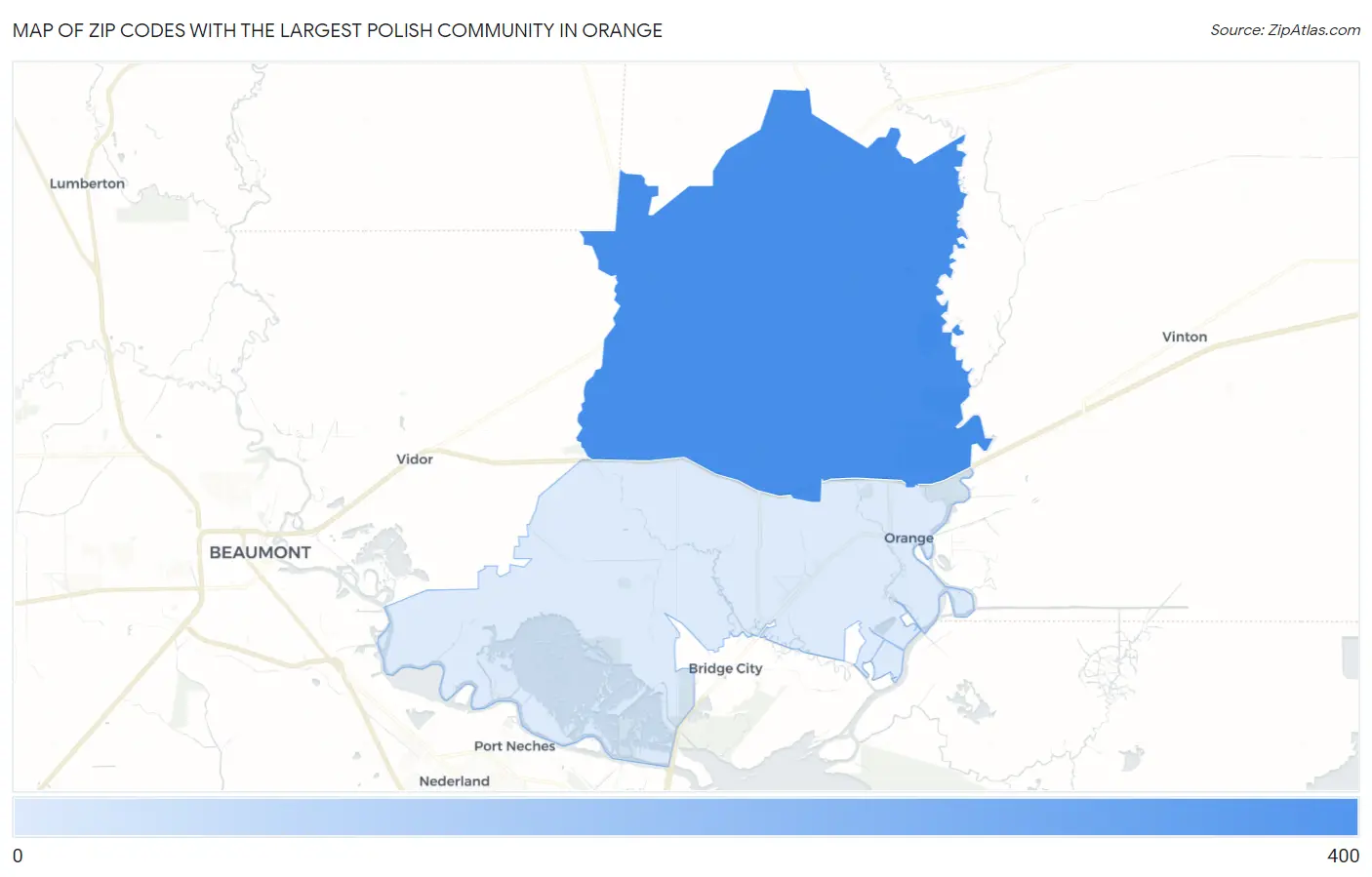 Zip Codes with the Largest Polish Community in Orange Map
