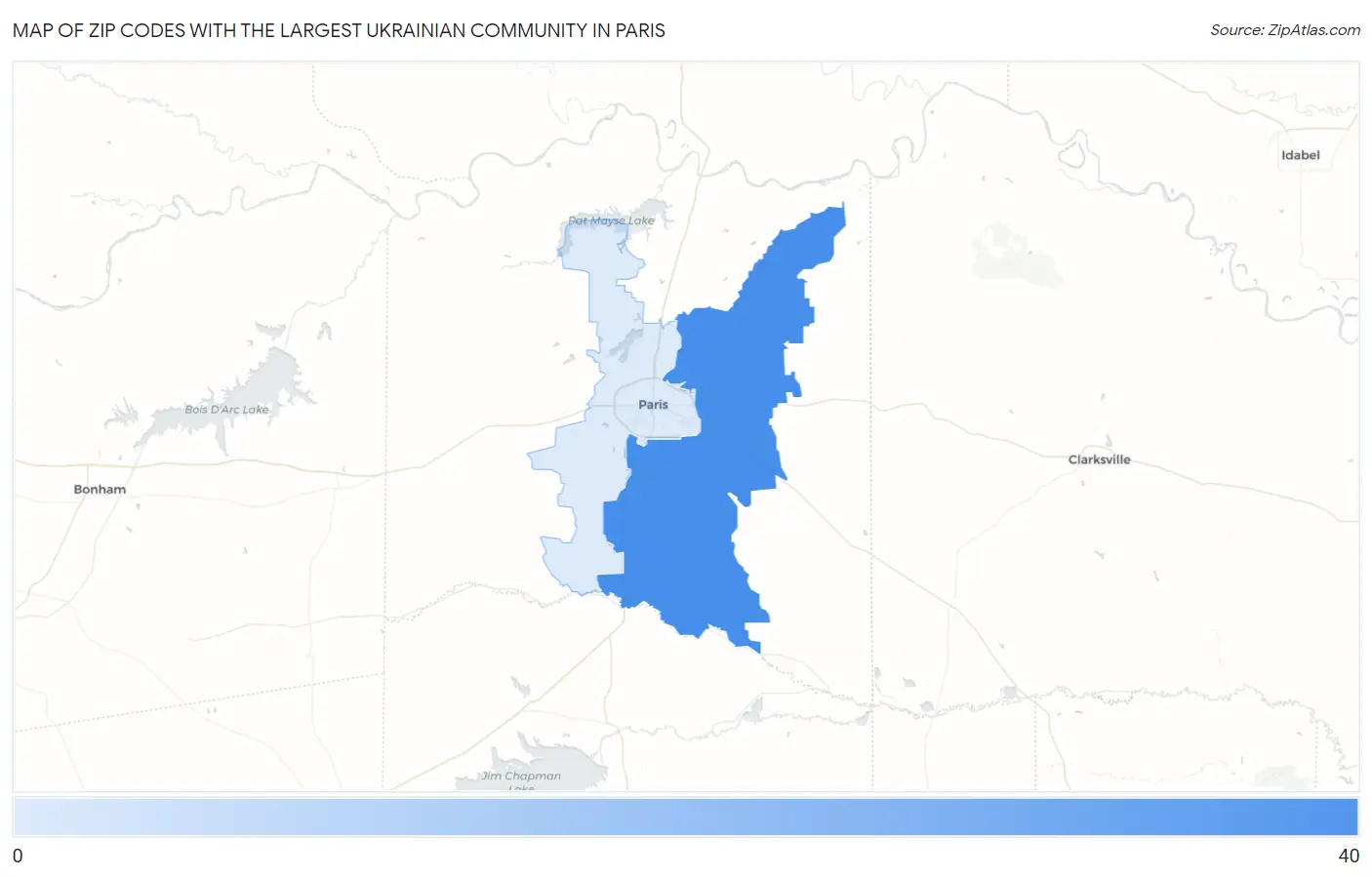Zip Codes with the Largest Ukrainian Community in Paris Map