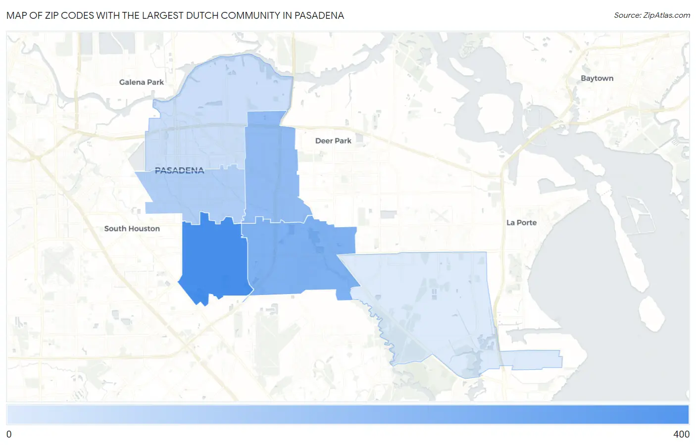 Zip Codes with the Largest Dutch Community in Pasadena Map