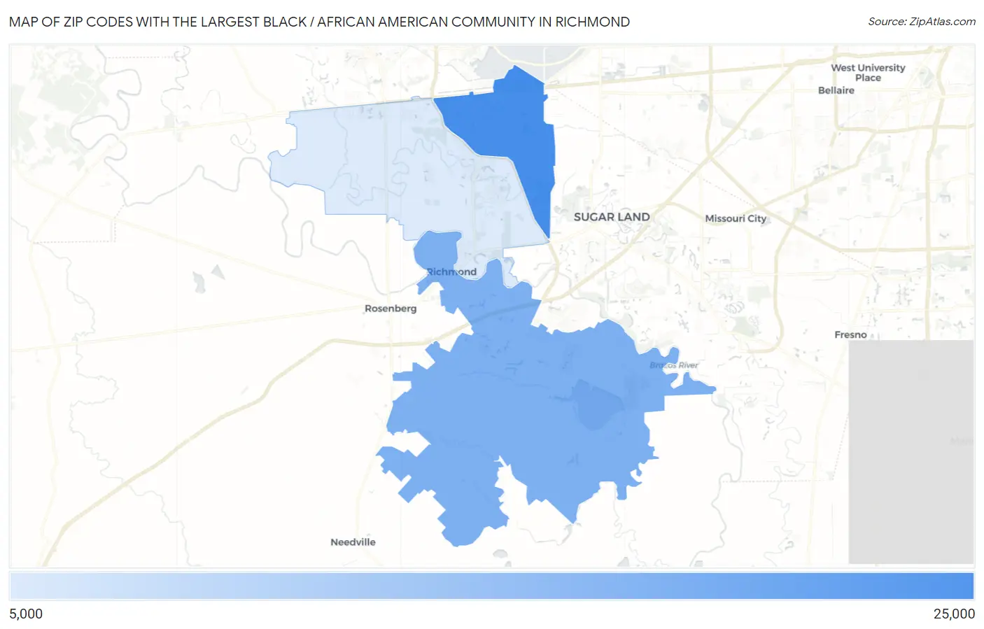 Zip Codes with the Largest Black / African American Community in Richmond Map