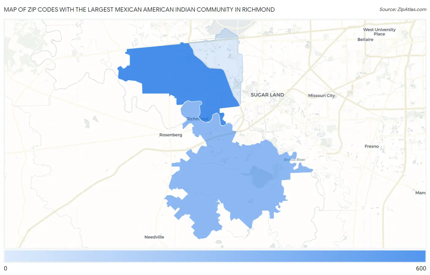 Zip Codes with the Largest Mexican American Indian Community in Richmond Map