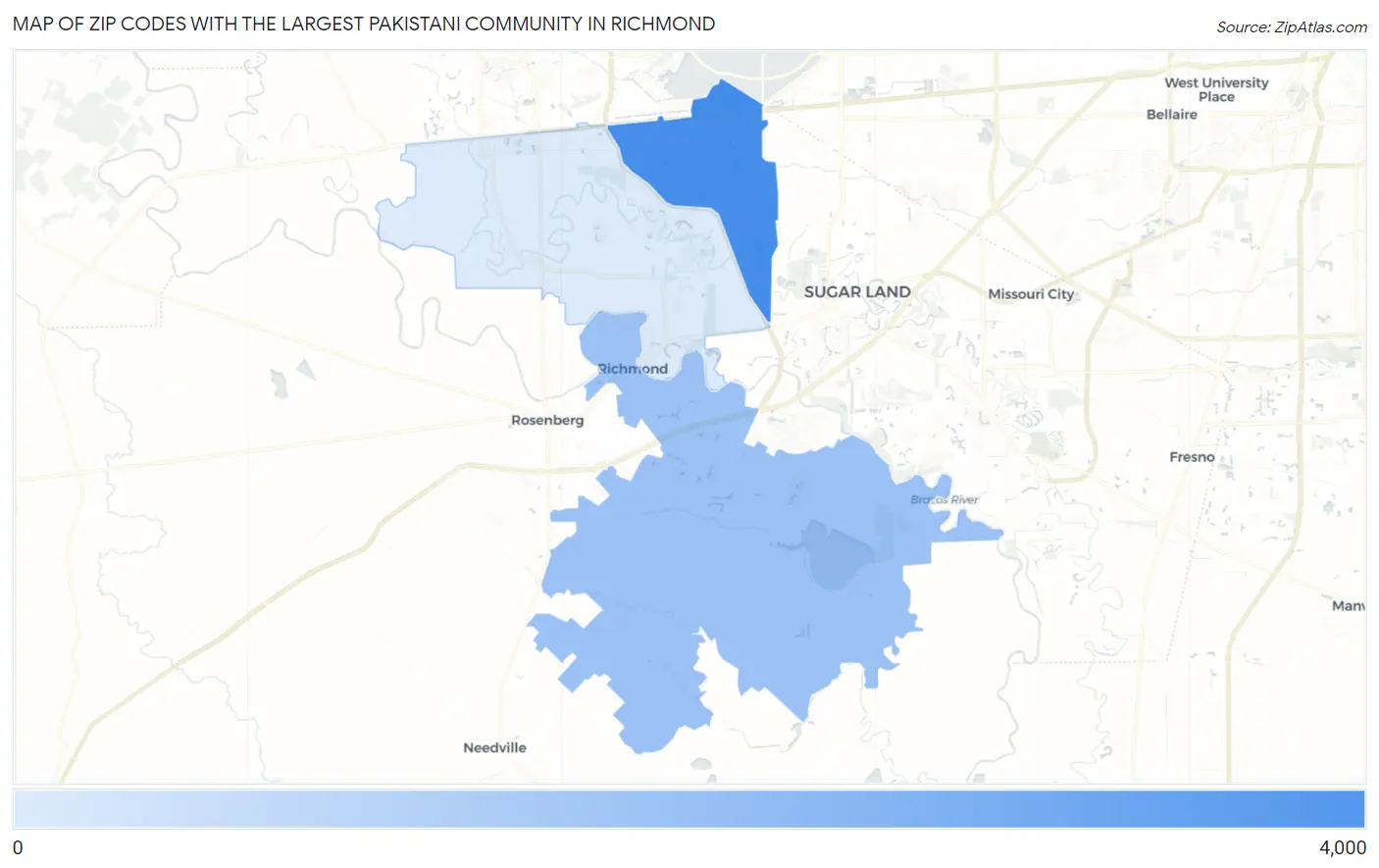 Zip Codes with the Largest Pakistani Community in Richmond Map