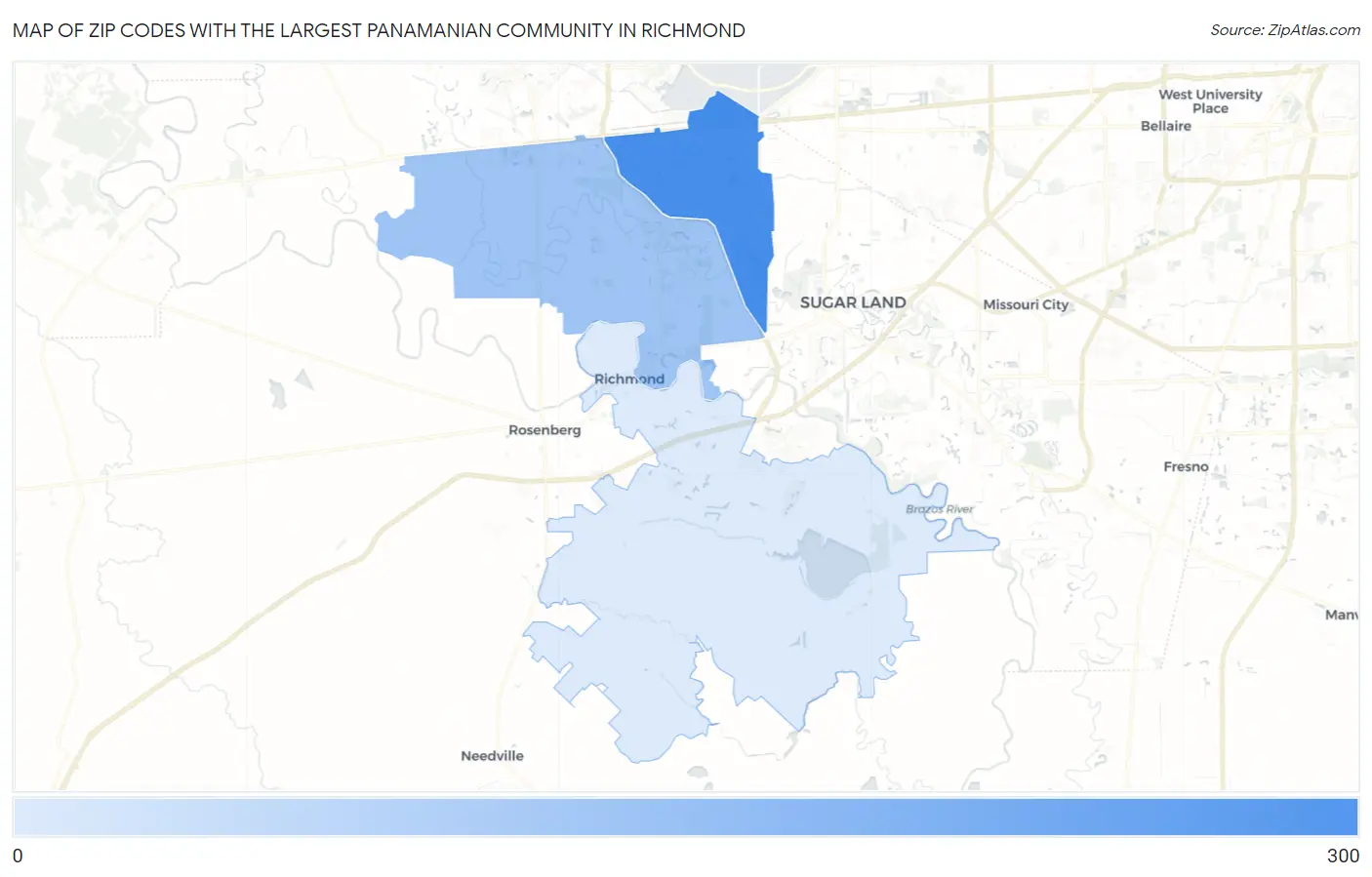 Zip Codes with the Largest Panamanian Community in Richmond Map