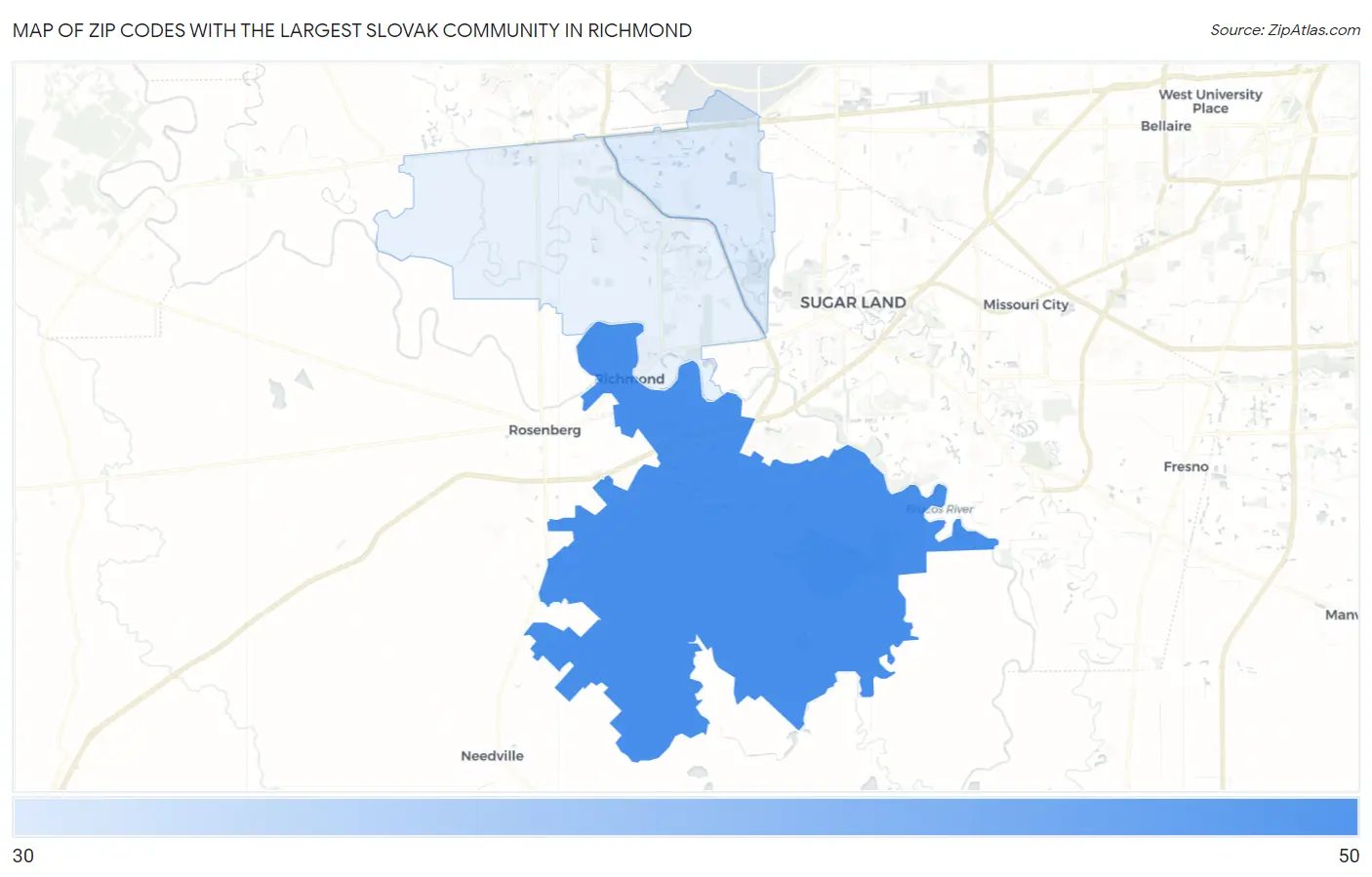 Zip Codes with the Largest Slovak Community in Richmond Map