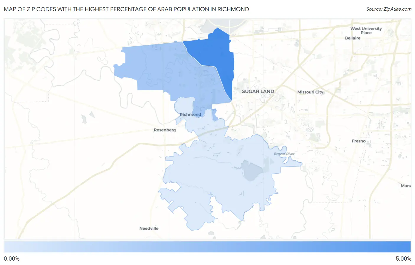 Zip Codes with the Highest Percentage of Arab Population in Richmond Map