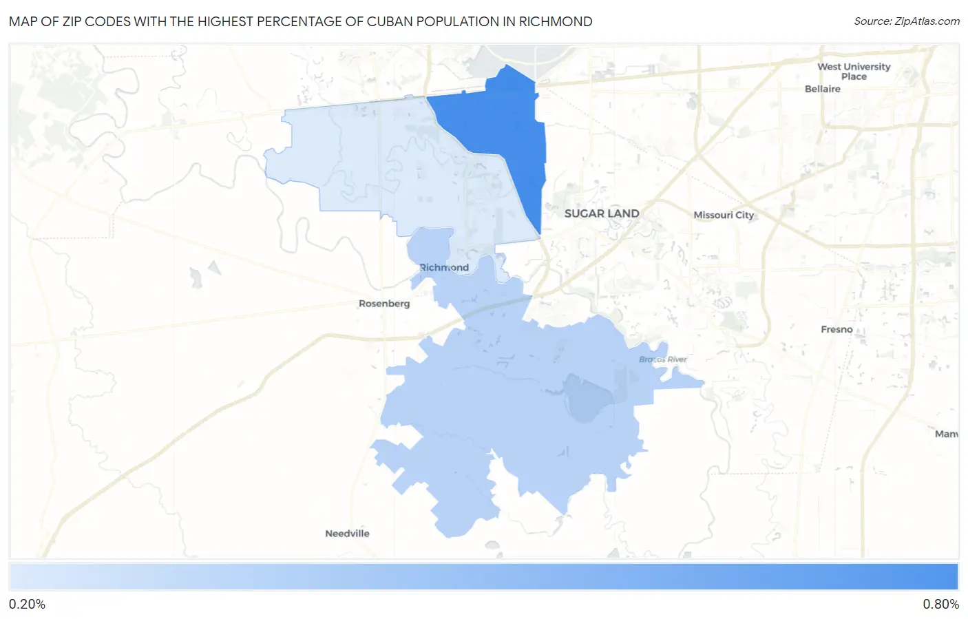 Zip Codes with the Highest Percentage of Cuban Population in Richmond Map