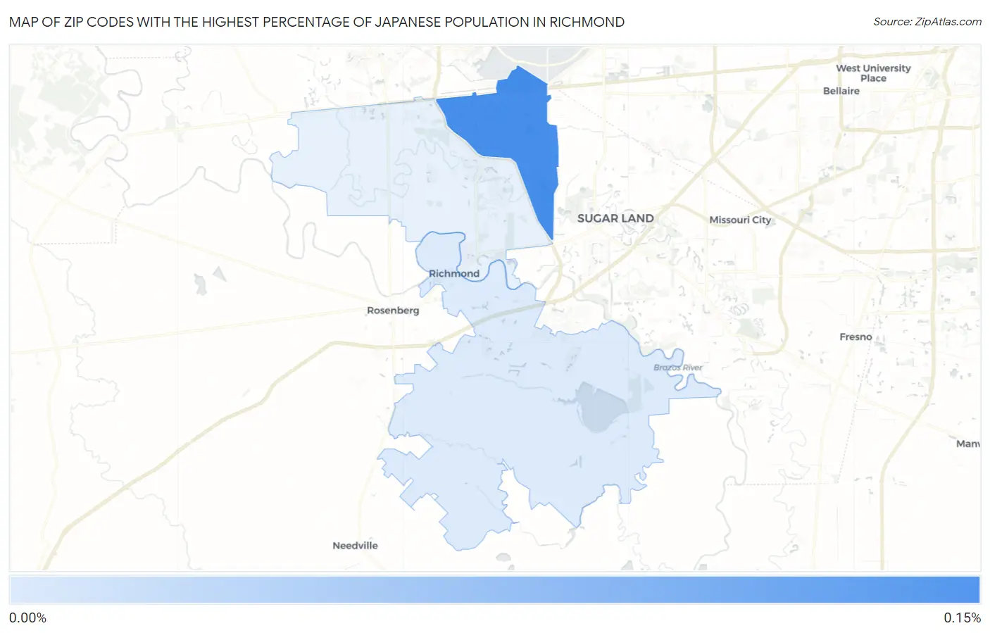 Zip Codes with the Highest Percentage of Japanese Population in Richmond Map