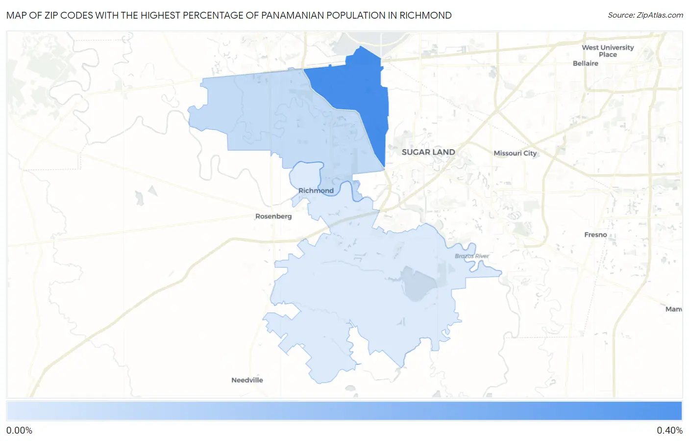 Zip Codes with the Highest Percentage of Panamanian Population in Richmond Map