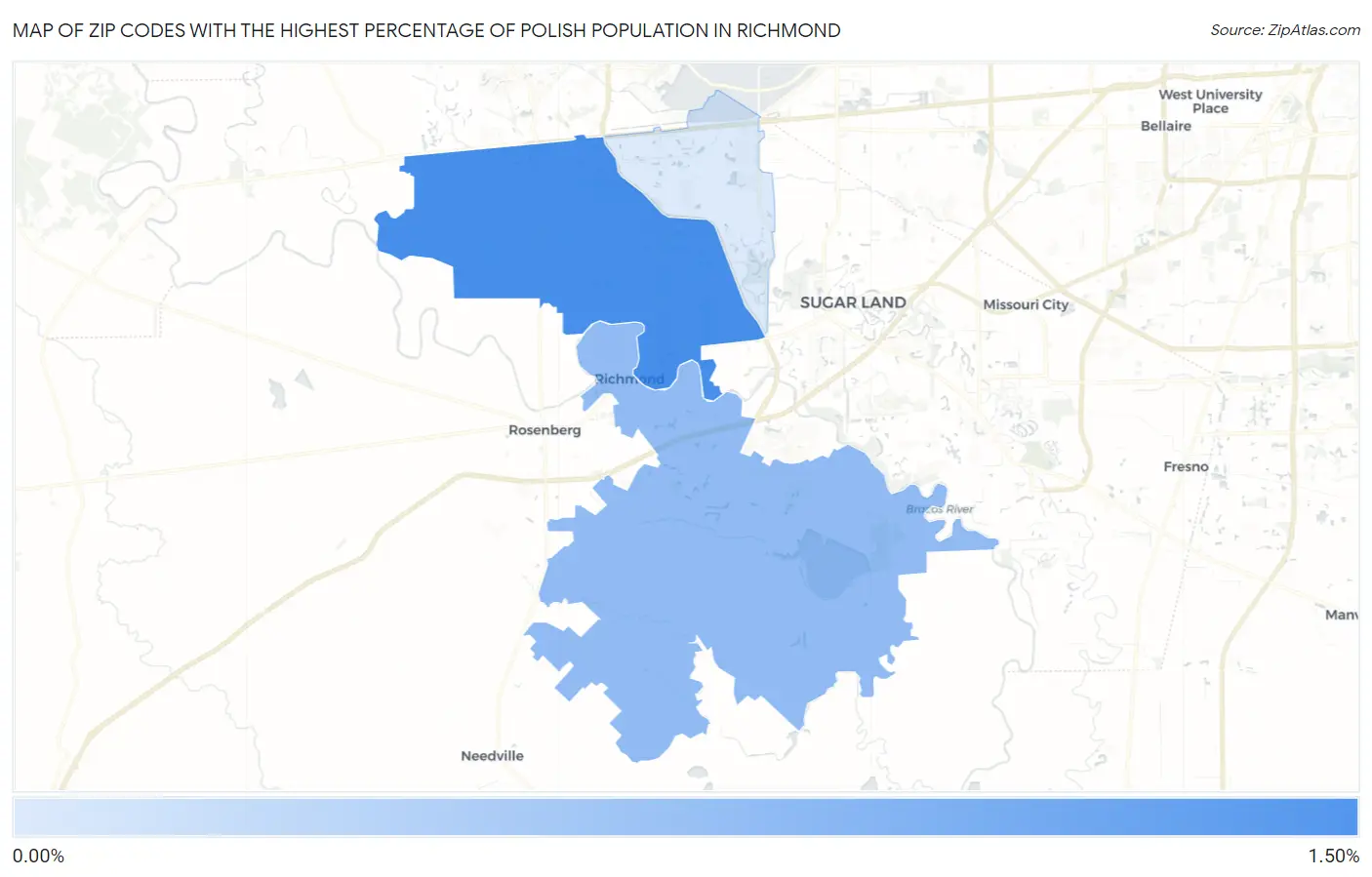 Zip Codes with the Highest Percentage of Polish Population in Richmond Map