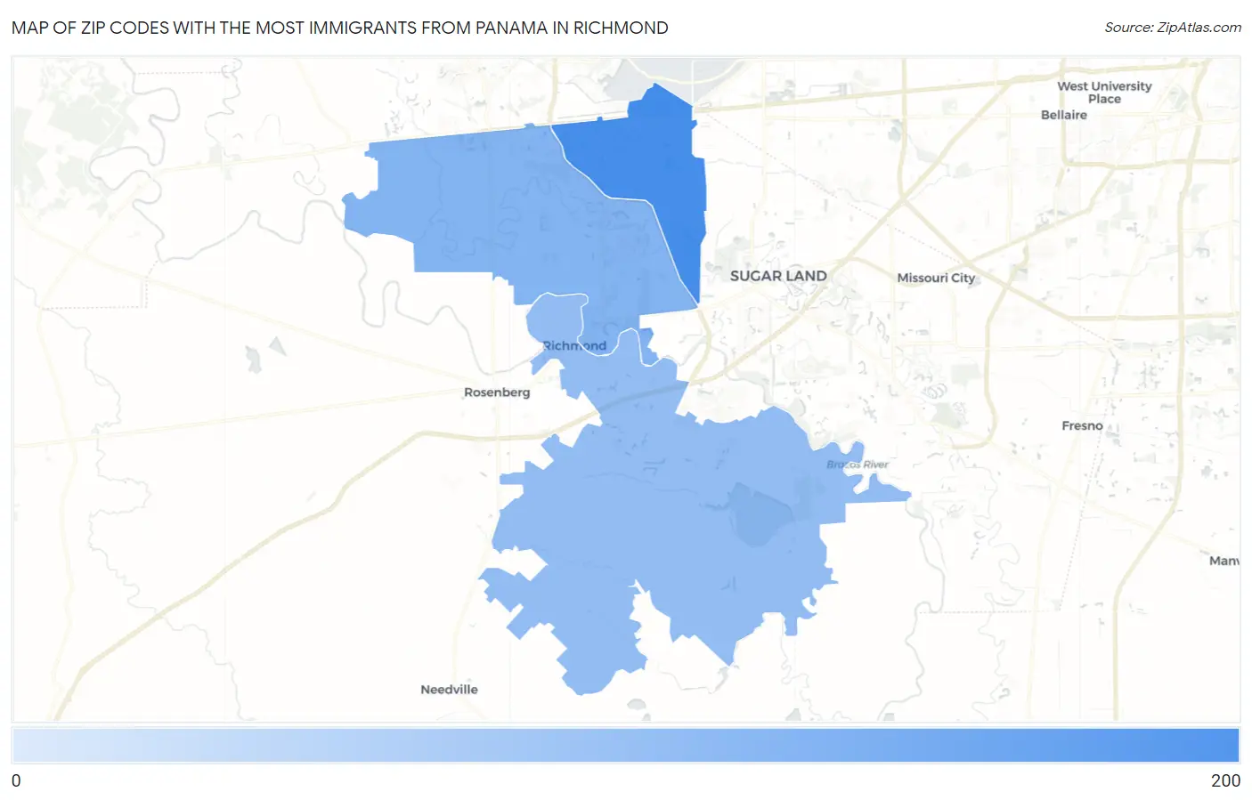 Zip Codes with the Most Immigrants from Panama in Richmond Map