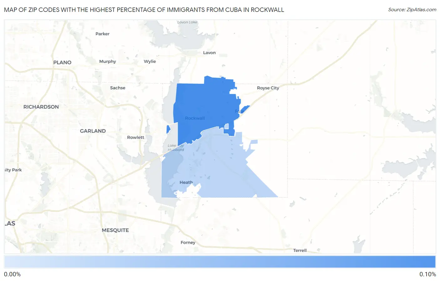 Zip Codes with the Highest Percentage of Immigrants from Cuba in Rockwall Map