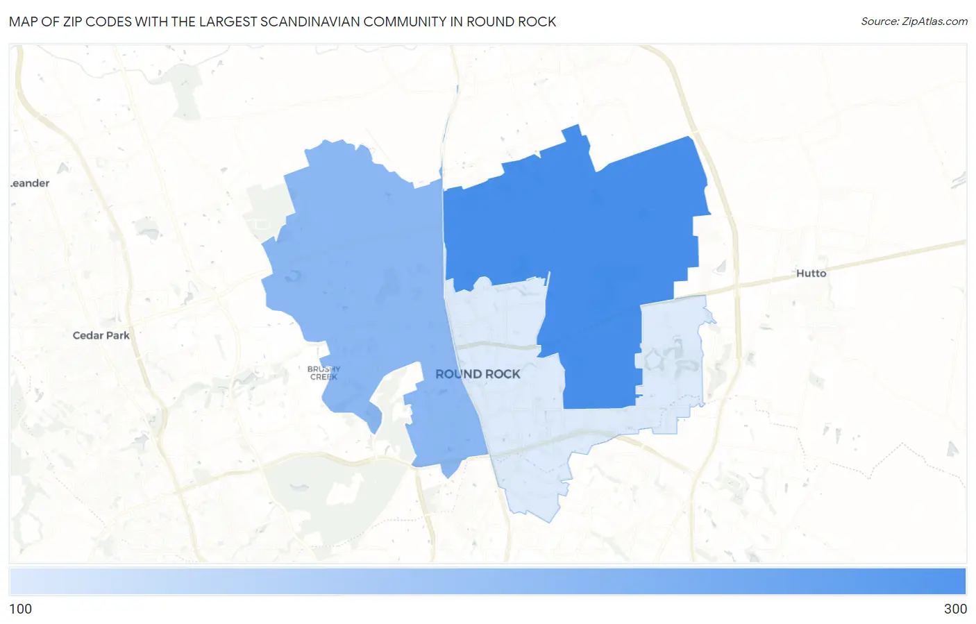 Zip Codes with the Largest Scandinavian Community in Round Rock Map