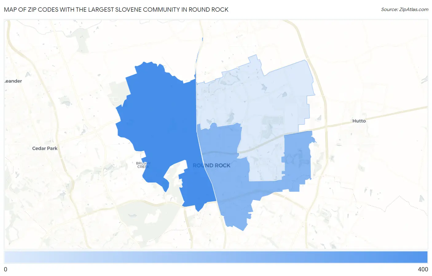 Zip Codes with the Largest Slovene Community in Round Rock Map