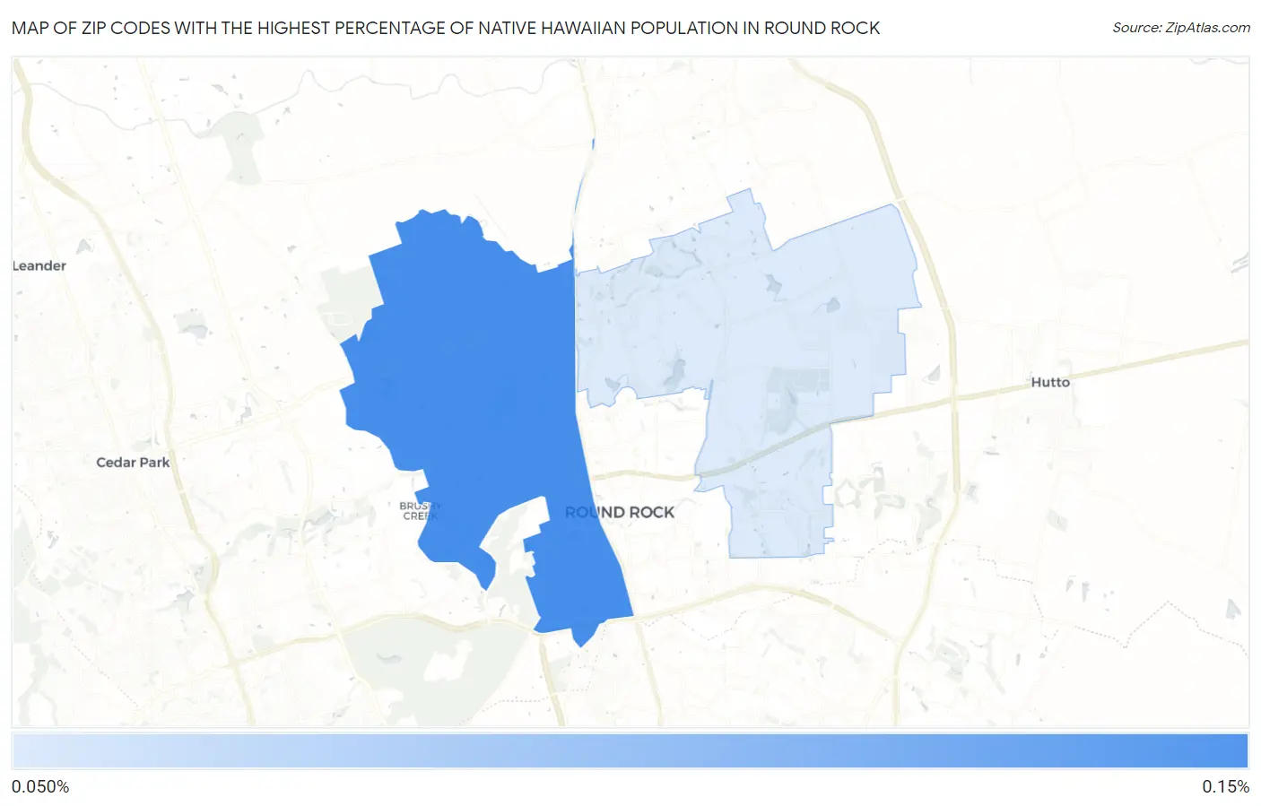 Zip Codes with the Highest Percentage of Native Hawaiian Population in Round Rock Map