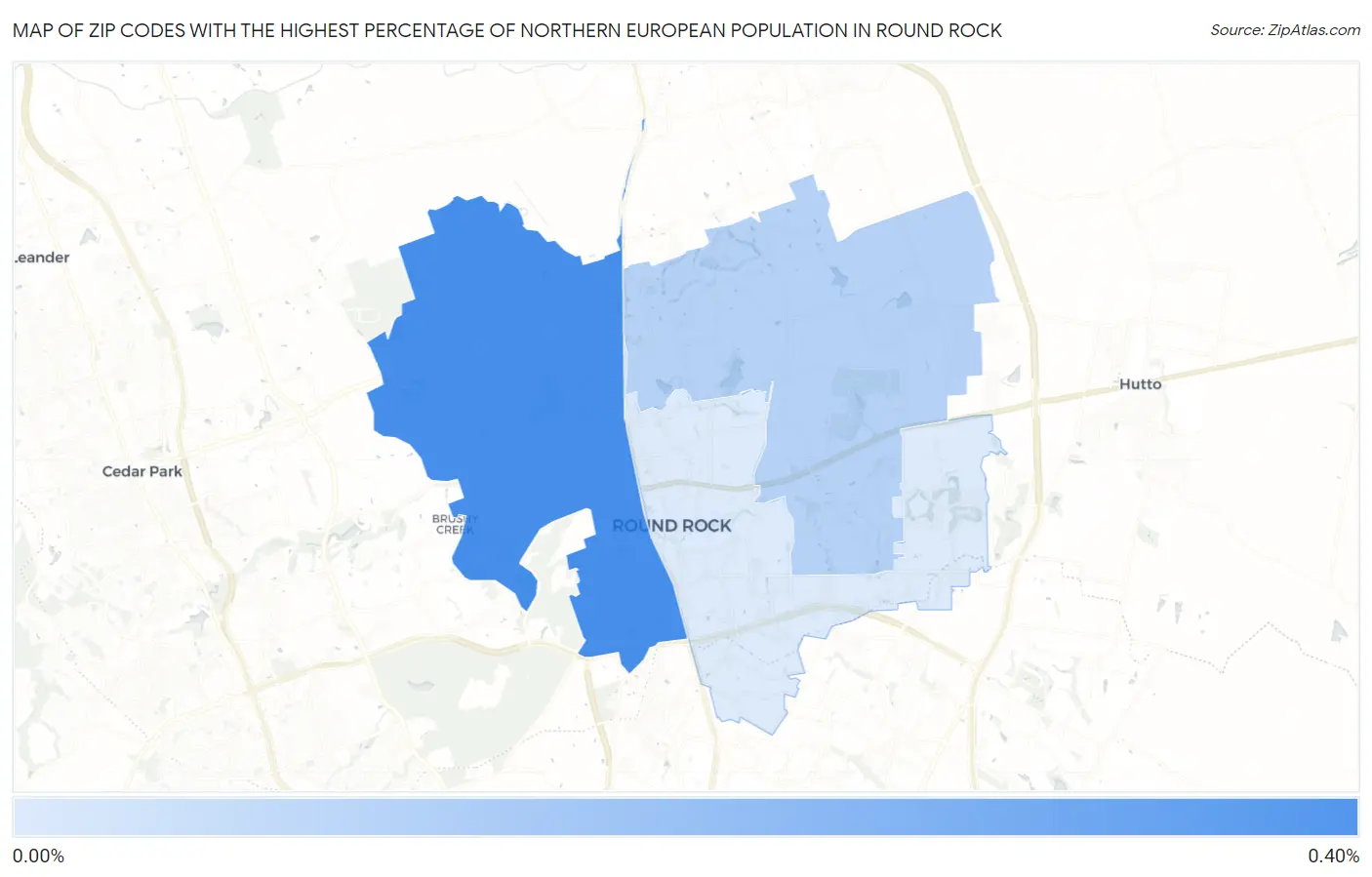 Zip Codes with the Highest Percentage of Northern European Population in Round Rock Map