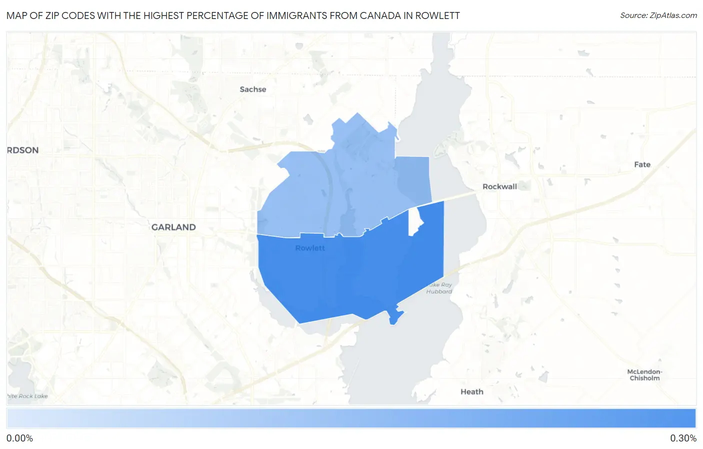 Zip Codes with the Highest Percentage of Immigrants from Canada in Rowlett Map