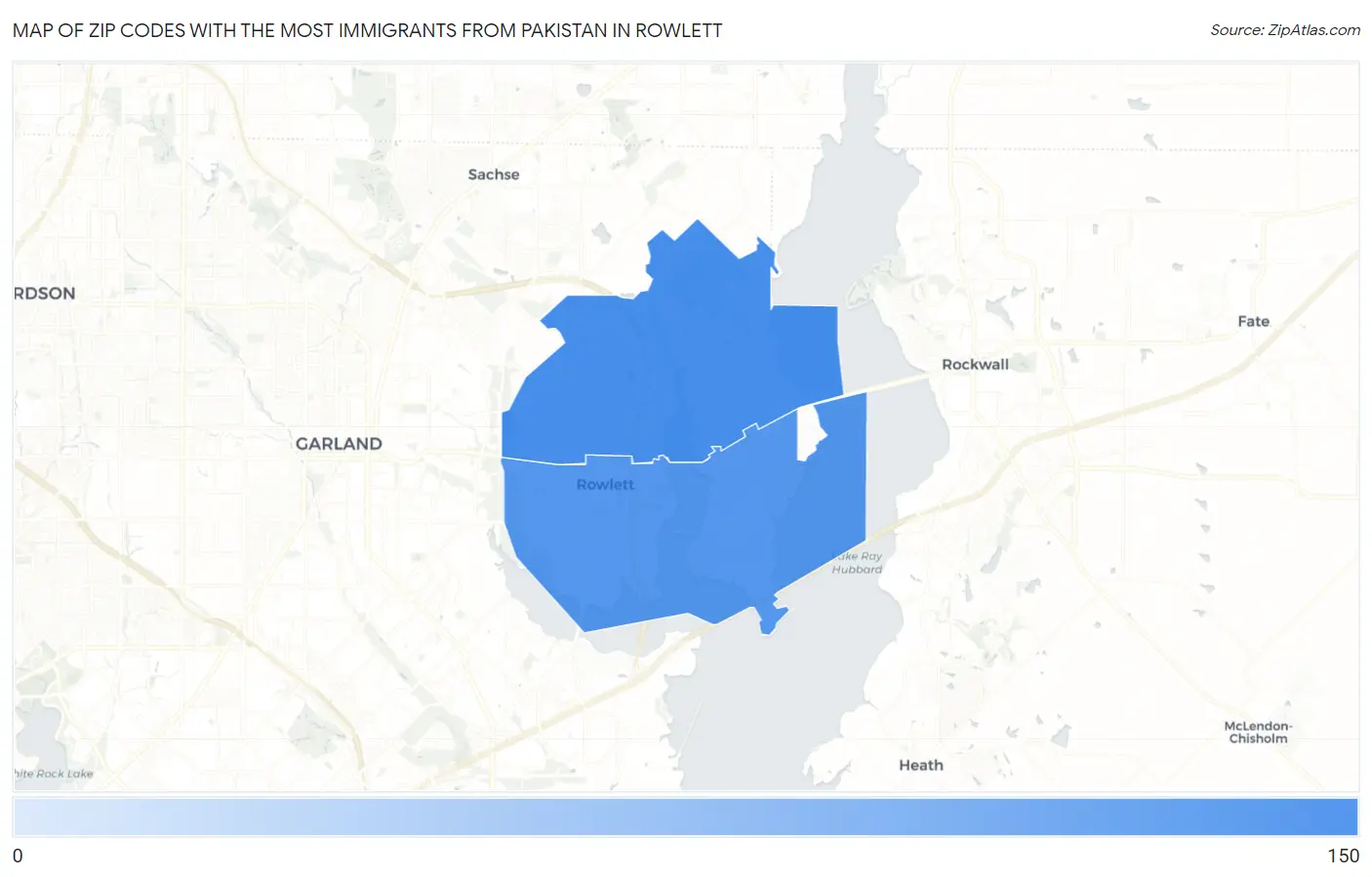 Zip Codes with the Most Immigrants from Pakistan in Rowlett Map