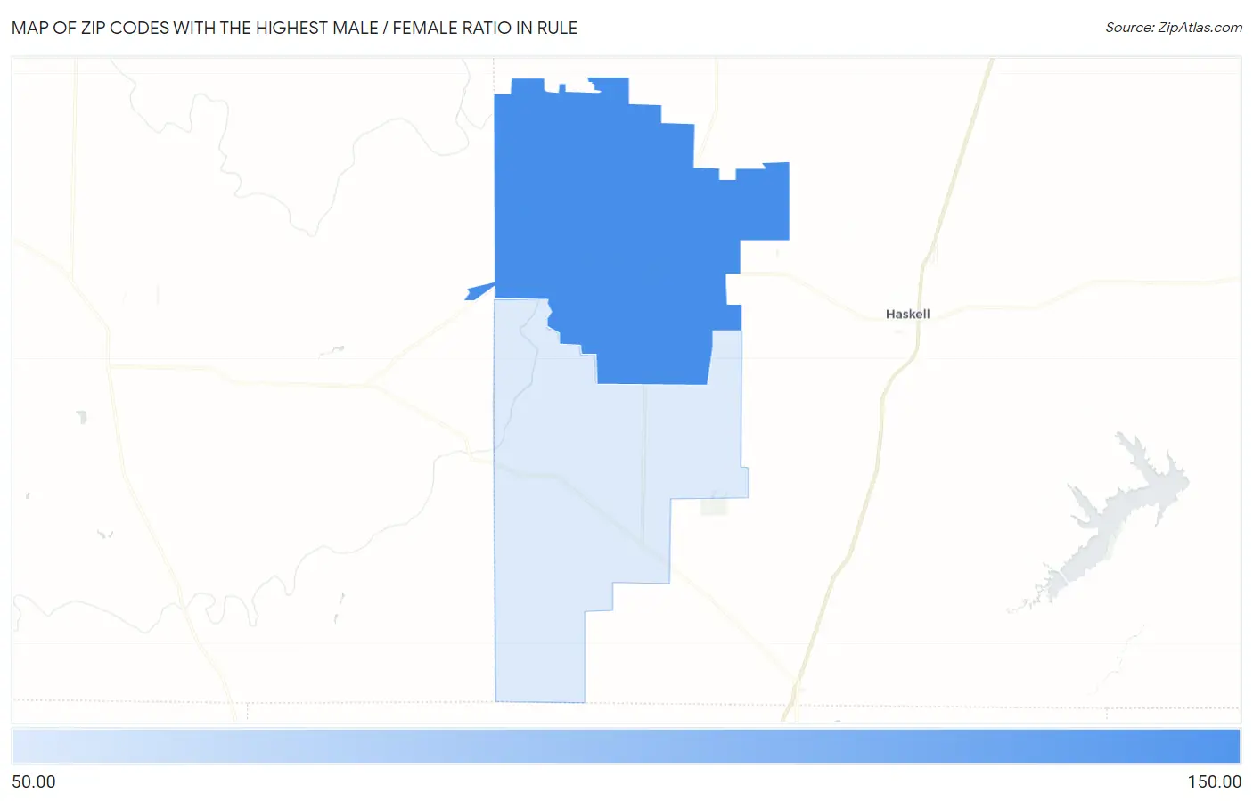 Zip Codes with the Highest Male / Female Ratio in Rule Map