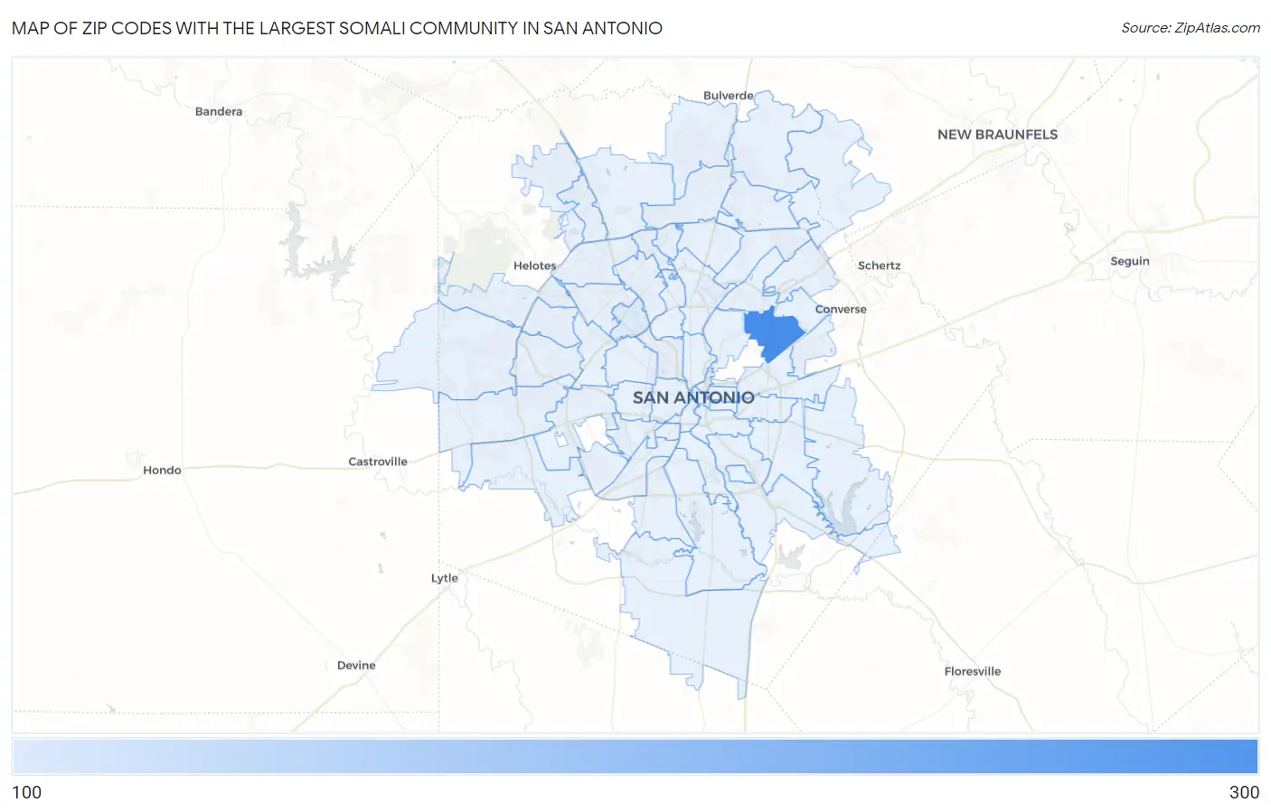 Zip Codes with the Largest Somali Community in San Antonio Map