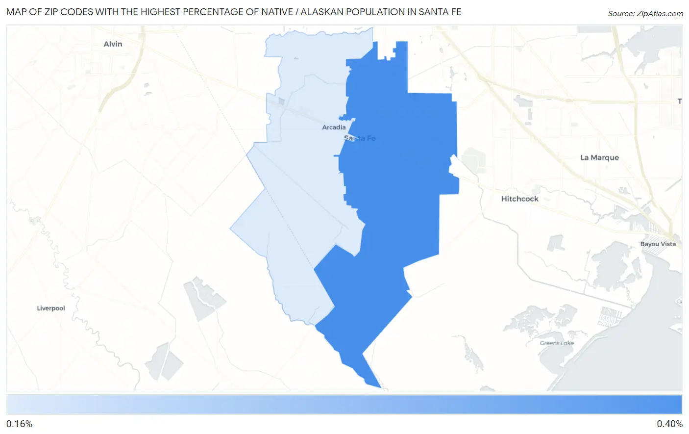 Zip Codes with the Highest Percentage of Native / Alaskan Population in Santa Fe Map