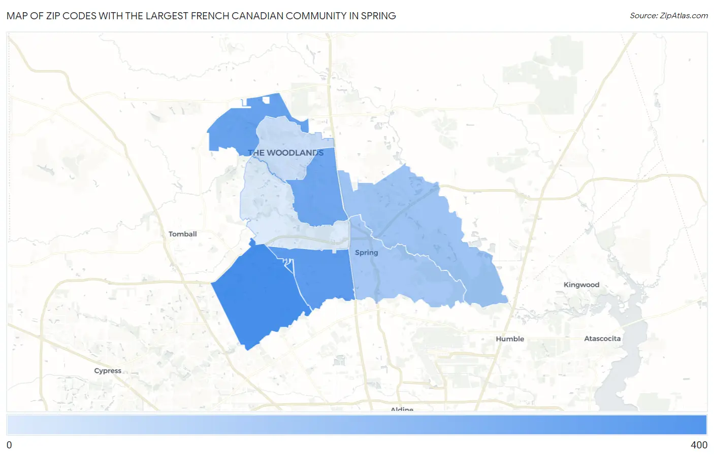 Zip Codes with the Largest French Canadian Community in Spring Map